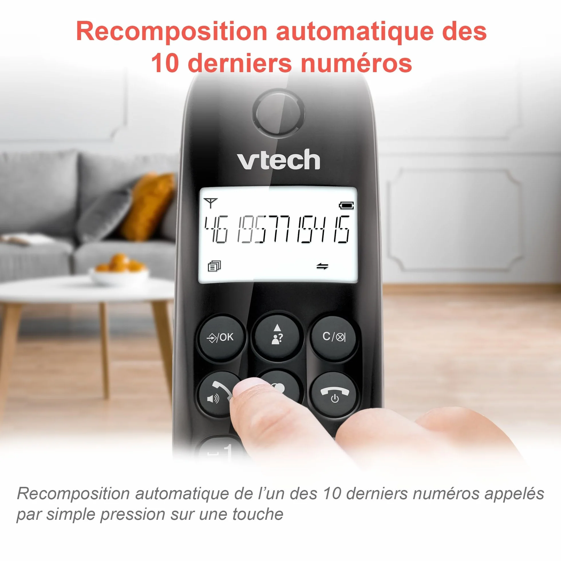 VTech CS1450 Téléphone sans Fil DECT avec Répondeur, Mains Libres, Blocage d'Appels, Identification de l'Appelant, Écran Rétroéclairé