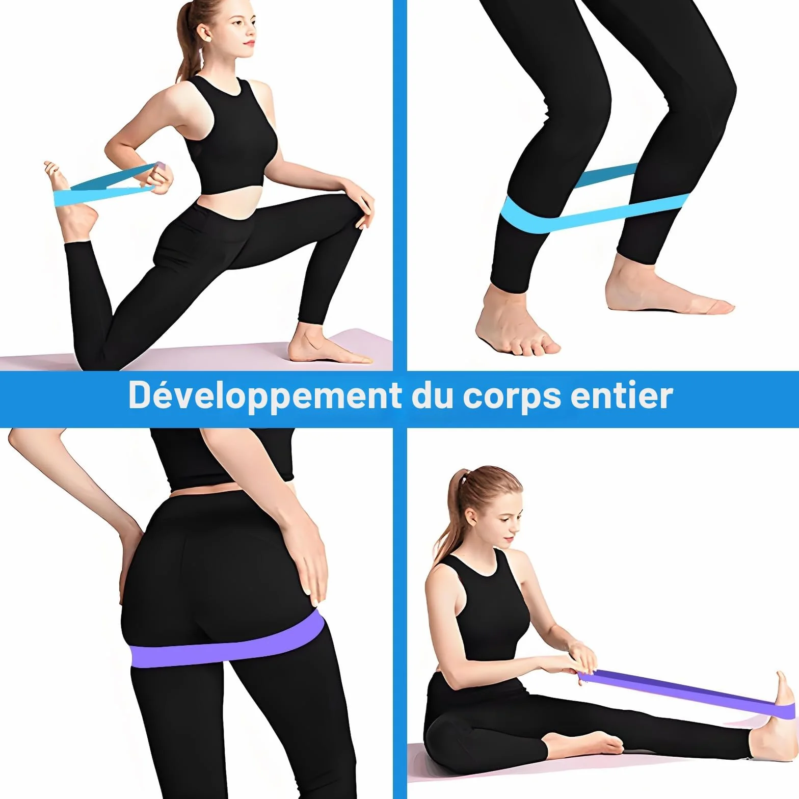 SURFOU Musculation Élastique Set, Bande de Résistance Fitness, Élastiques Pilates Yoga Exercice