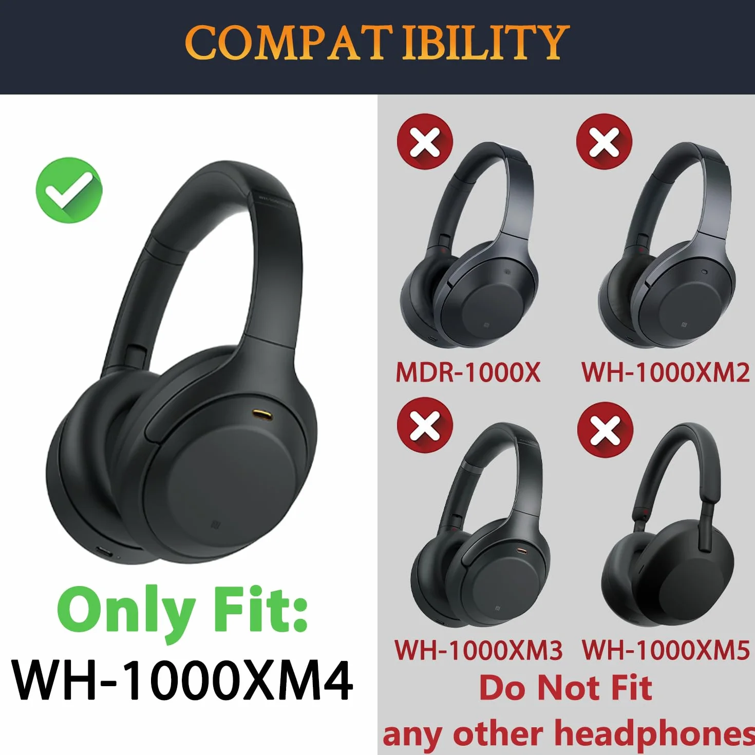 SOULWIT Coussinets Mousse pour Sony WH-1000XM4 Casque, Isolation Phonique, Épaisseur Supplémentaire, Noir