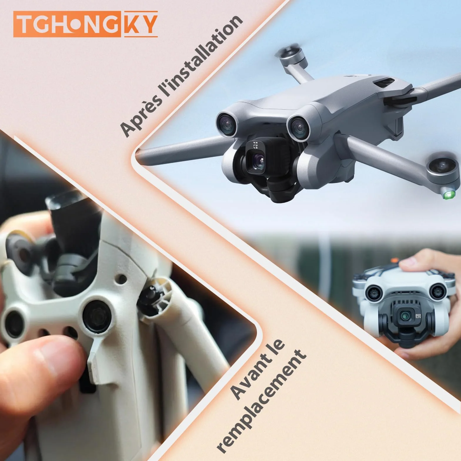 2* Pivot de Bras Avant pour DJI Mini 3/Mini 3 Pro Bras de Drone pour DJI Mini 3/Mini 3 Pro Axe de Bras Avant (6* vis Axe de Bras Avant,1* Outils 4 en 1)