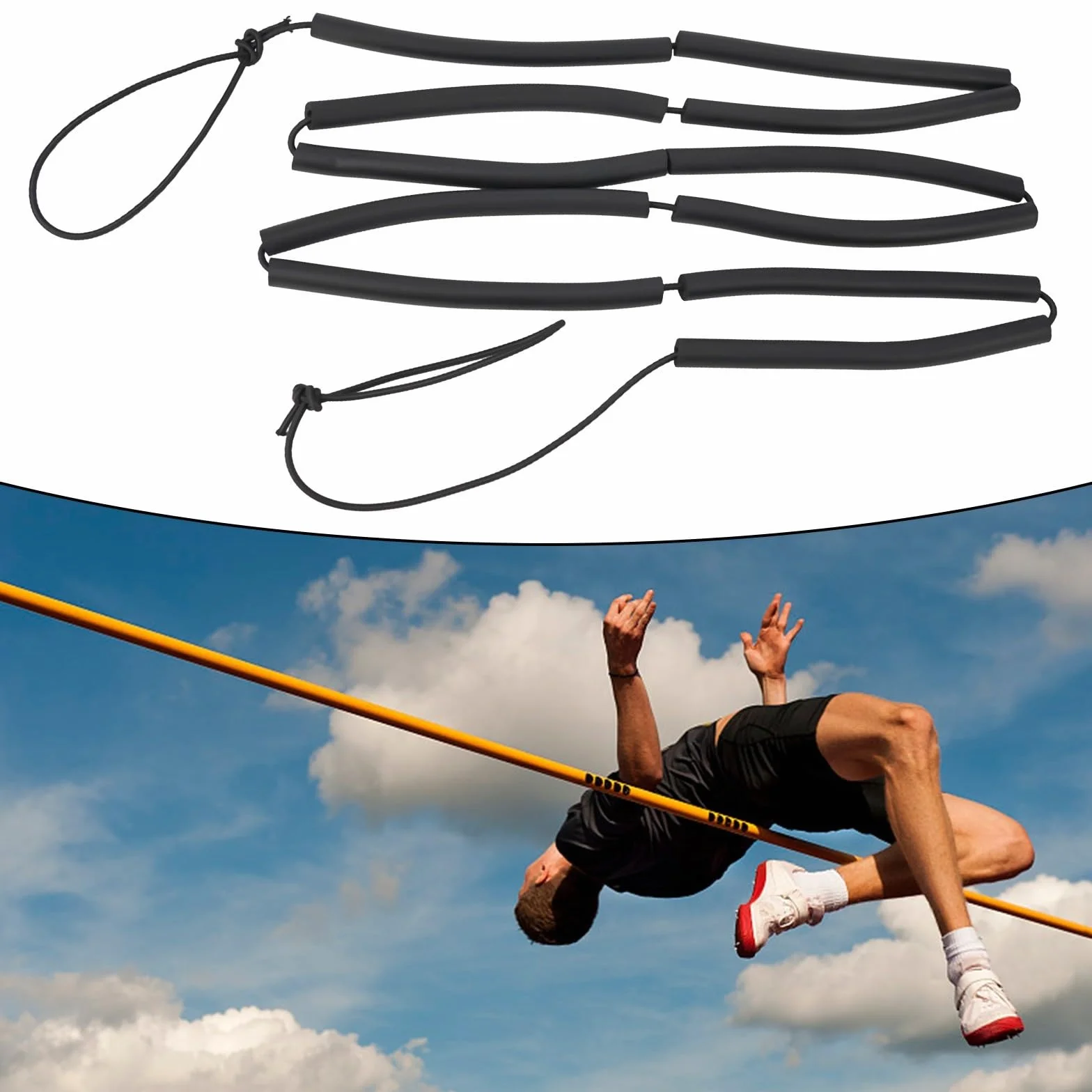 Barre transversale élastique portable pour entraînement au saut en hauteur