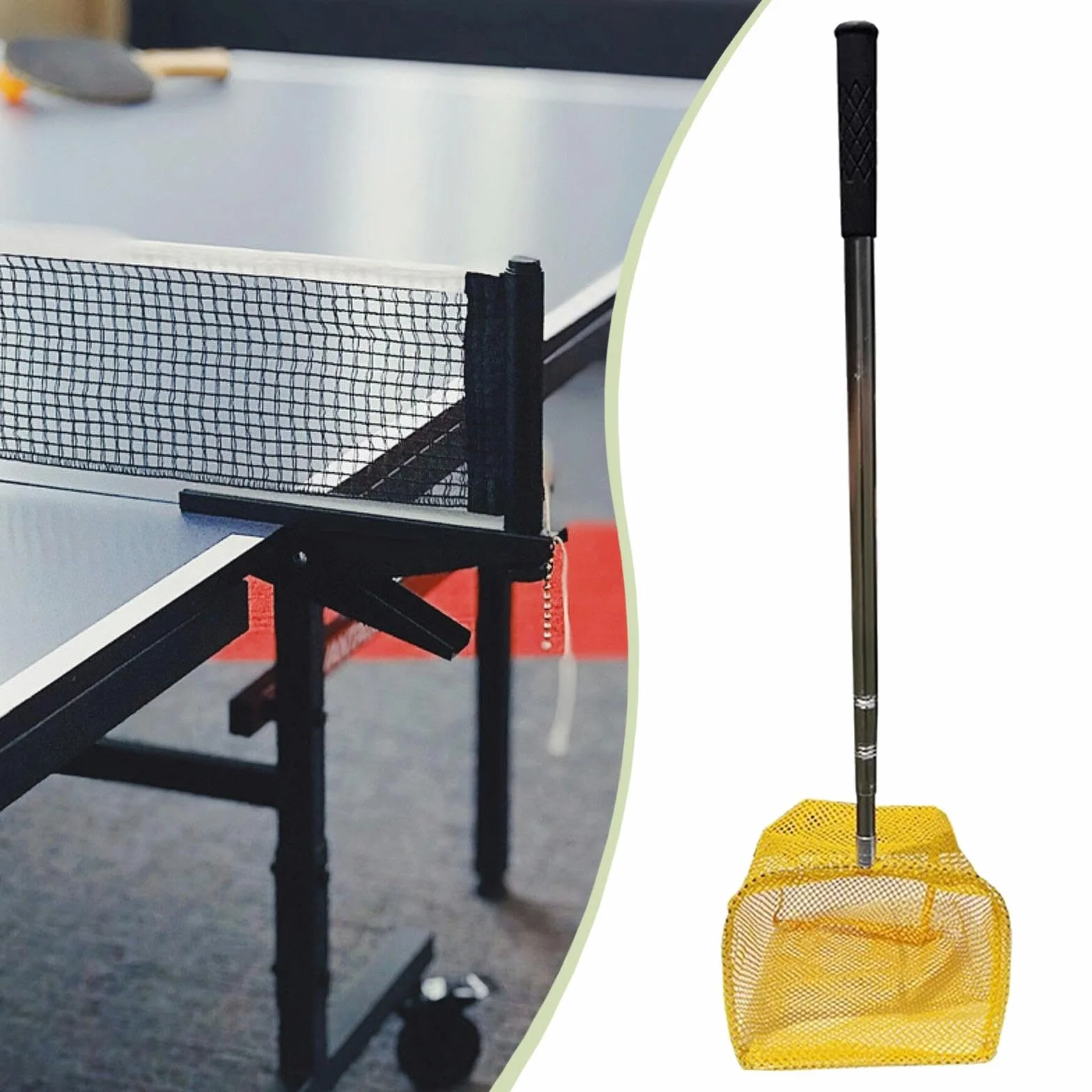 Milageto Ramasse-balles de Tennis de Table avec Filet, Sac télescopique Portable réglable