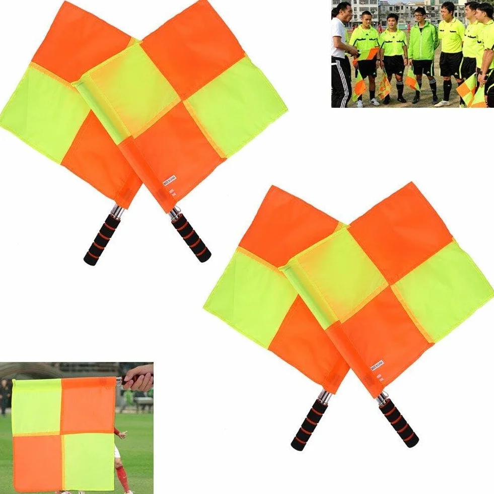 Lot de 2 drapeaux d'arbitre avec sac de rangement football hockey