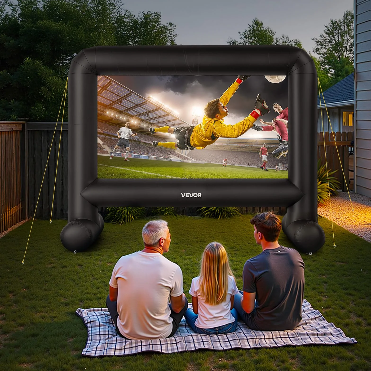 VEVOR Écran de Projection Gonflable 457 cm 16:9 600D Lavable Sac de Rangement Portable