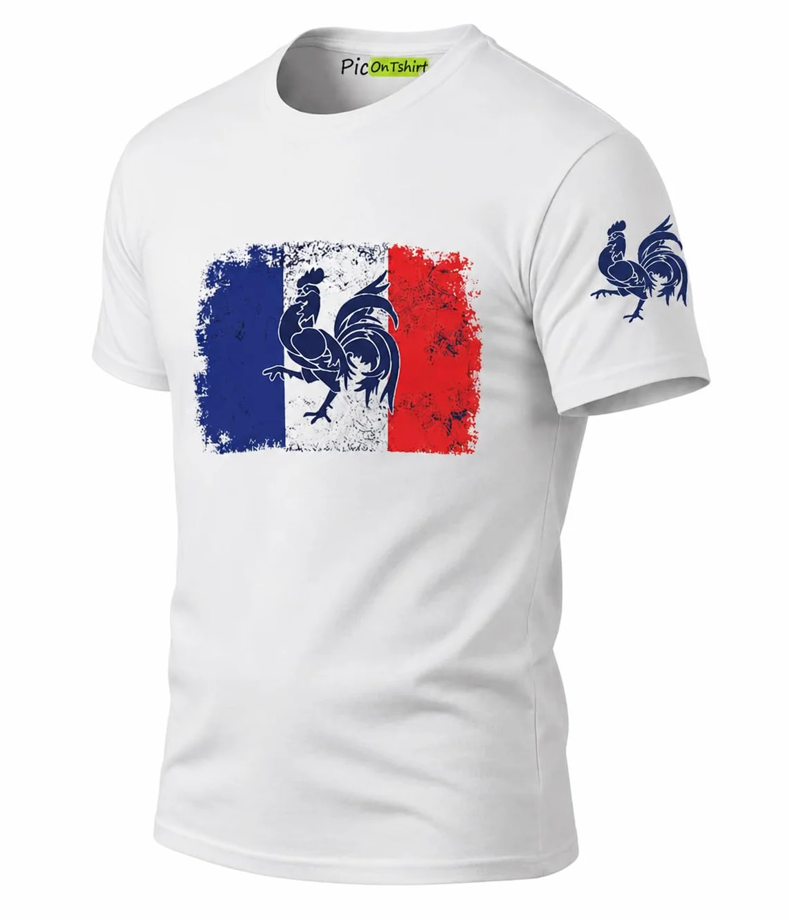 T-Shirt Homme Drapeau Français Coq Gaulois Vintage France Football Coupe du Monde 2026