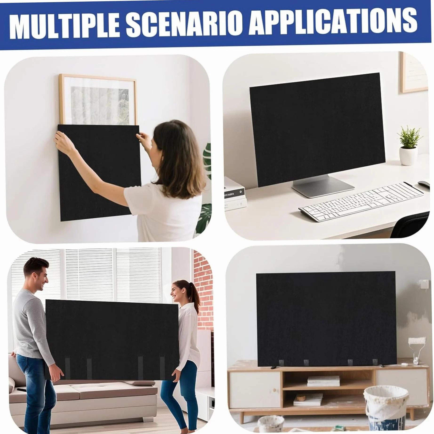 Boîte de déménagement TV 65 Pouces, Housse de Protection complète pour déménagement avec Sangles réglables, Protection Contre la poussière et Les Rayures en Feutre pour téléviseurs à écran Plat