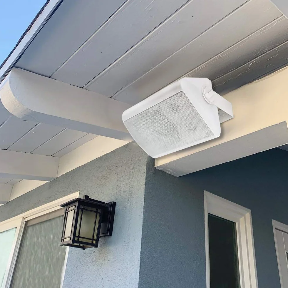 Herdio Haut-parleurs extérieurs passifs 5,25 Pouces câblés étanches, 300 Watts Haut-parleurs murales Tout Temps pour Patio, intérieur, terrasse, Jardin (1 Paire, Blanc)