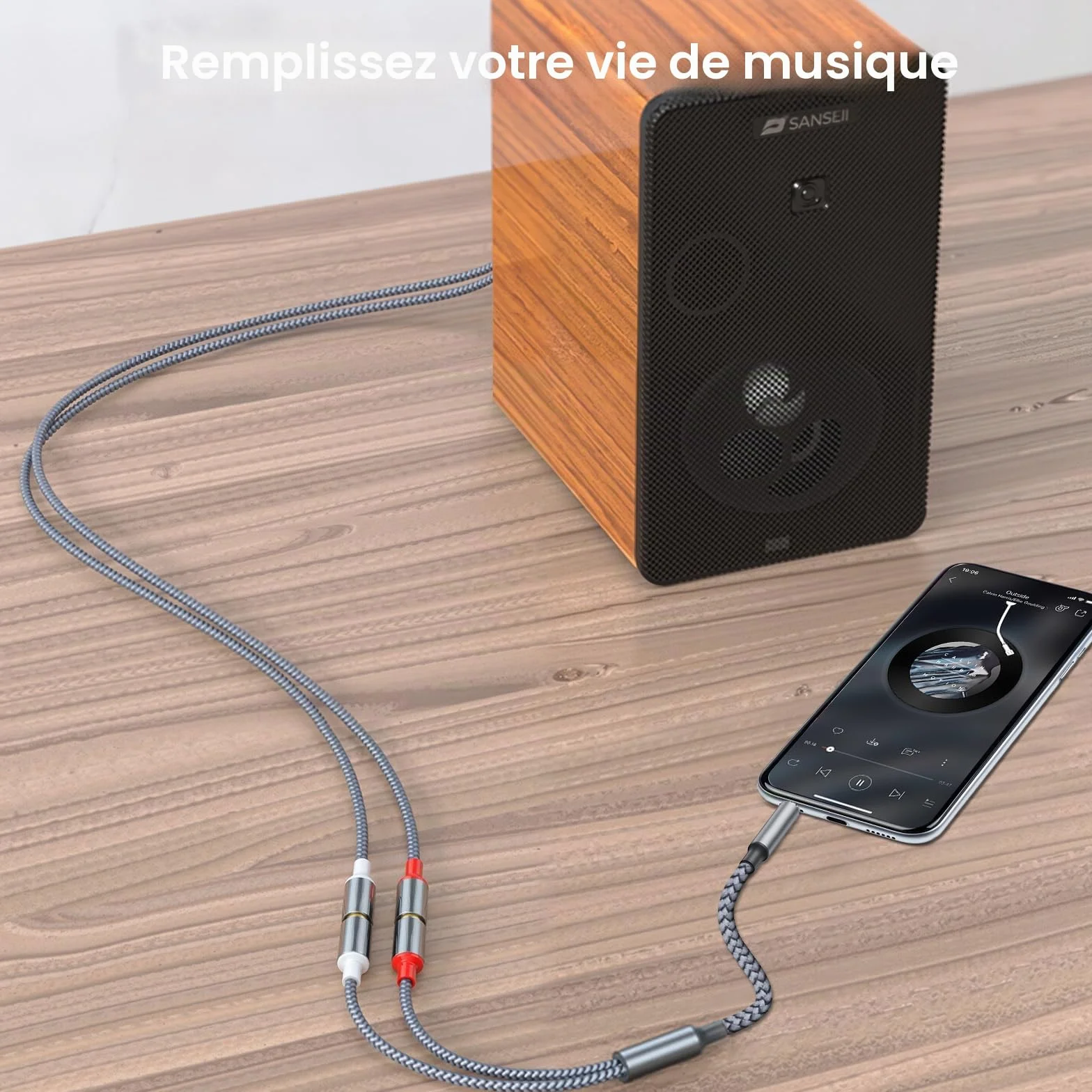 Câble audio RCA vers prise jack stéréo 3,5 mm, connecteur 3,5 mm vers 2 x prises RCA, compatible avec smartphones, lecteurs MP3, tablettes, haut-parleurs, systèmes de cinéma maison, appareils