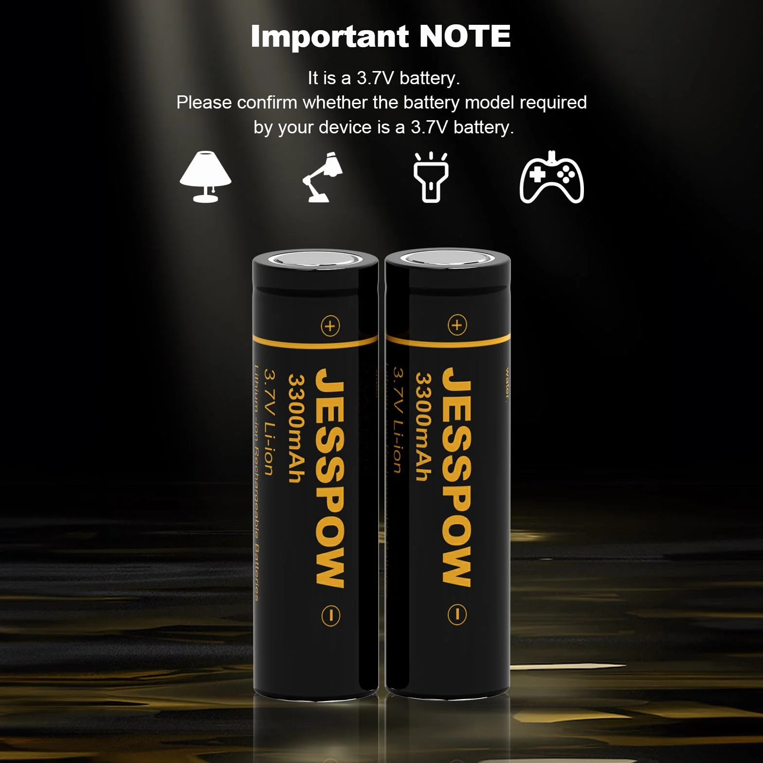 Piles Rechargeables 3.7V 3300 mAh Batterie à Dessus Plat Haute Capacité Lot De 2