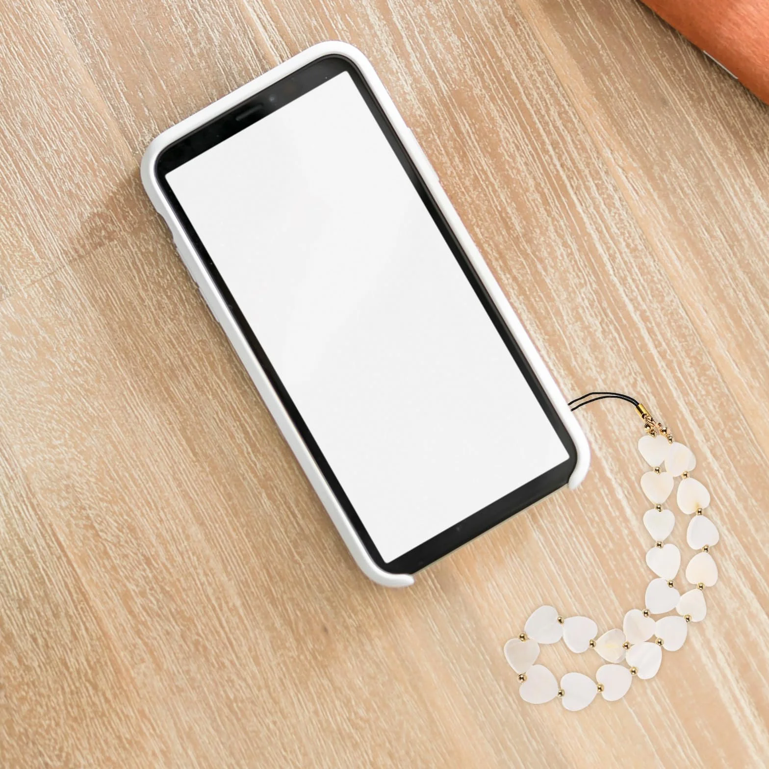 TEHAUX Porte-clés Chaîne Pendentif Cœur en Perles pour Téléphone Portable, Accessoire Décoratif, Chaîne Téléphonique Élégante pour Étui de Téléphone, Bijou pour Femmes, Présent Pratique