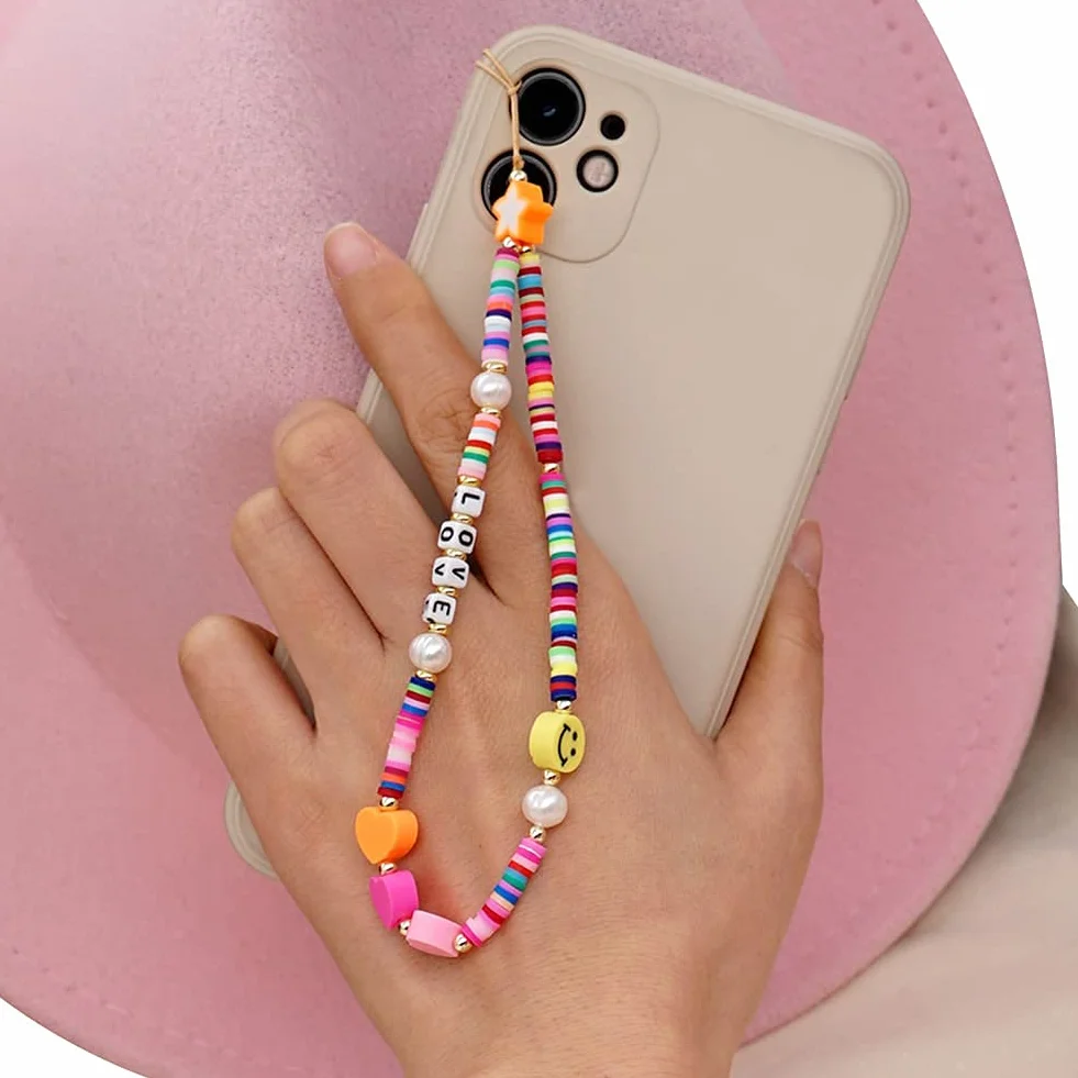 Uposao Pendentifs pour Téléphones Portables Chaîne Anti-Perte pour Téléphone Portable Bohême Bijou De Telephone Fleur Fruits en Charme Acrylique Chaîne De Téléphone pour Femmes
