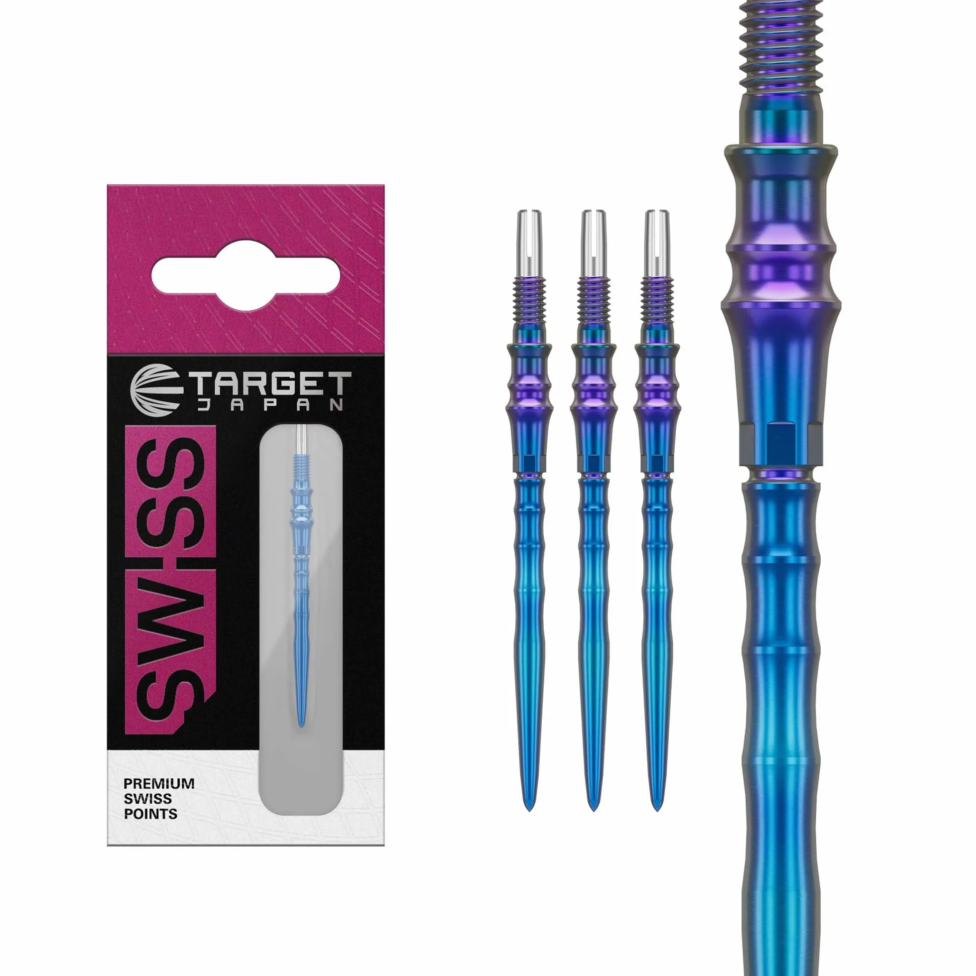 Swiss Pointes Lot de 3 Embouts 30MM/35MM/40MM Noir Silice Bleu Argent Accessoires Professionnels pour Fléchettes