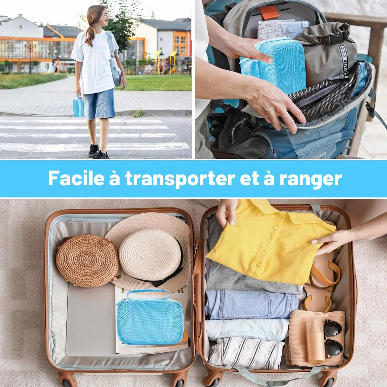 Etui Appareil Photo Résistant aux Chocs avec Dragonne pour Enfant - Bleu