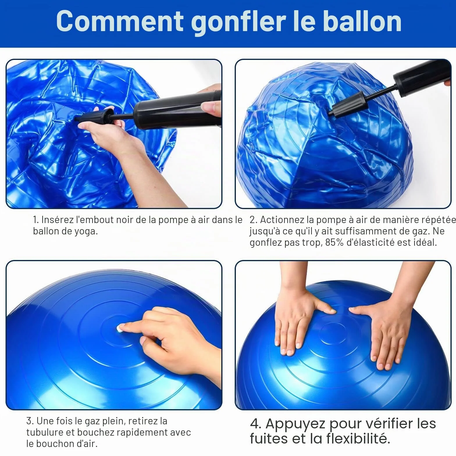 Flintronic Ballon Fitness Anti-Explosif Ultra-Épais avec Pompe Pied, Balle de Yoga 65/55cm