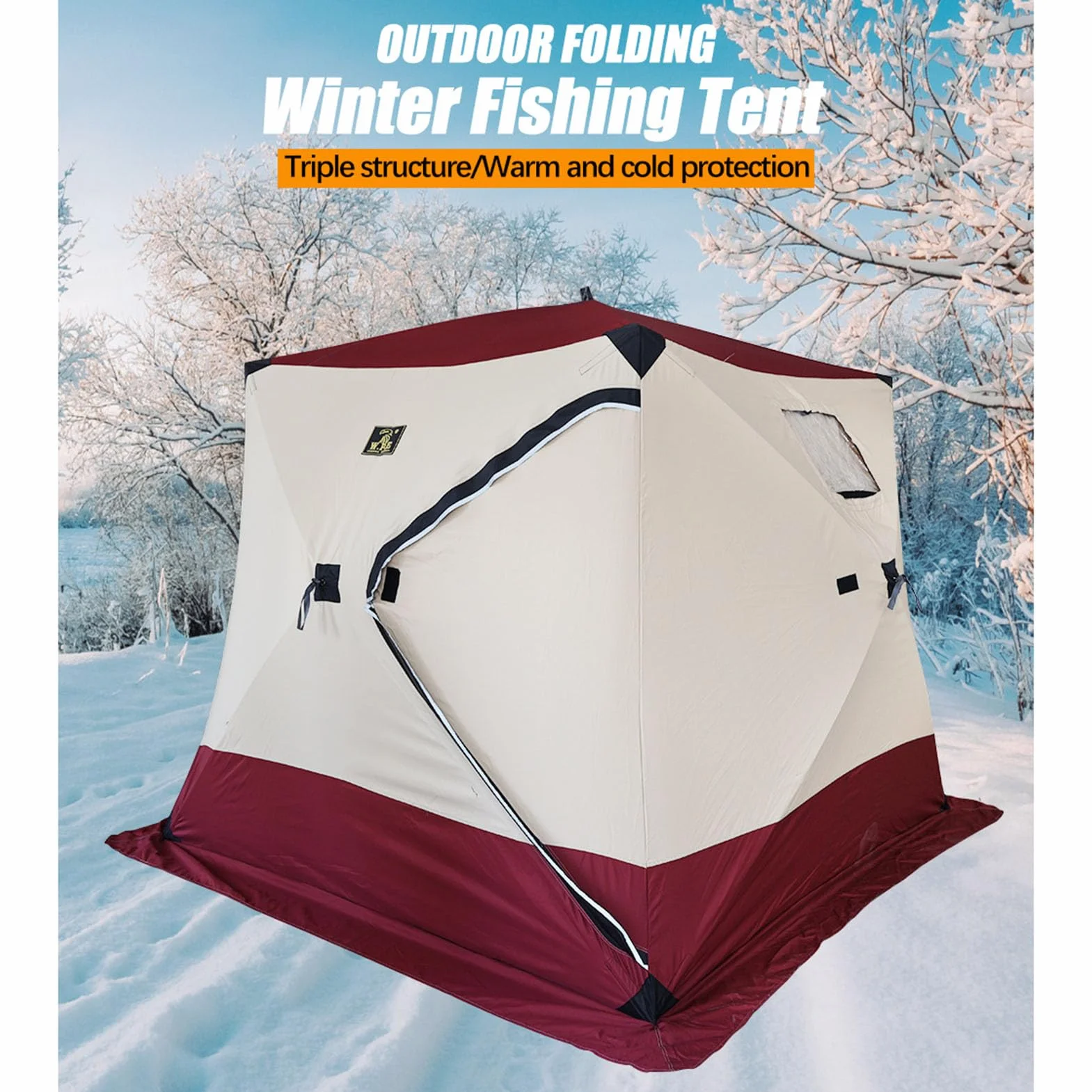 Tente de pêche sur glace isolée pop-up pour 3-4 personnes avec sac de transport
