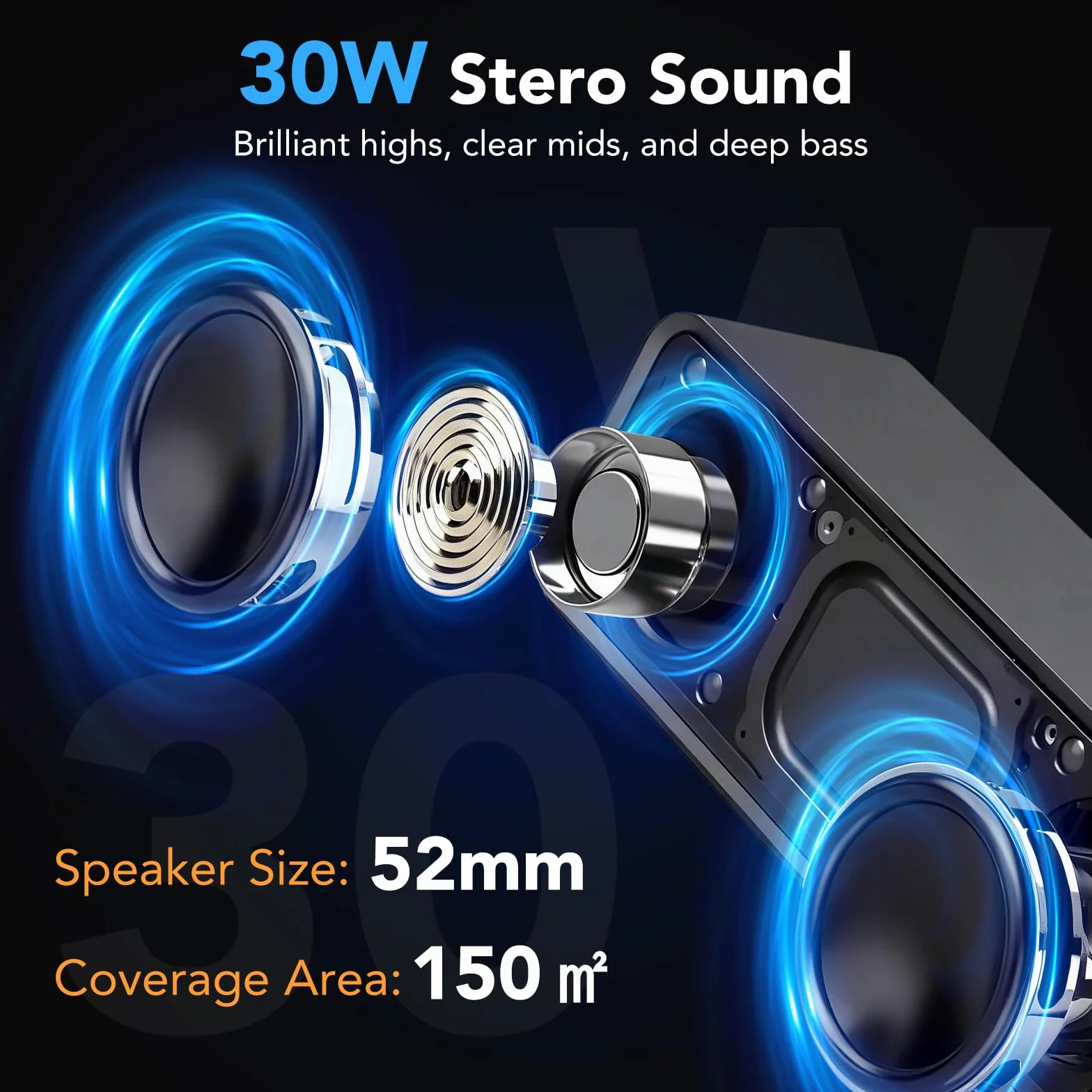 Enceinte Bluetooth Portable 5.4 Sans Fil 40W Stéréo IPX7 Autonomie 30h TWS Appel Mains Libres