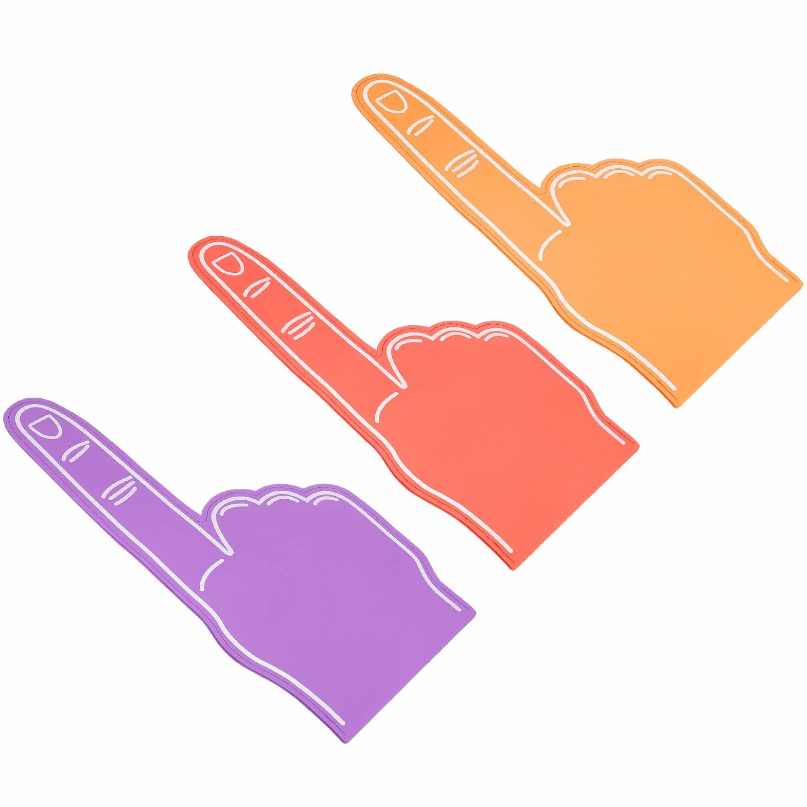 PATIKIL Géant Doigt en Mousse 18 Pouces Lot de 6, Main en Mousse Doigt de Supporter pour Événements Sportifs, Rouge Orange Violet