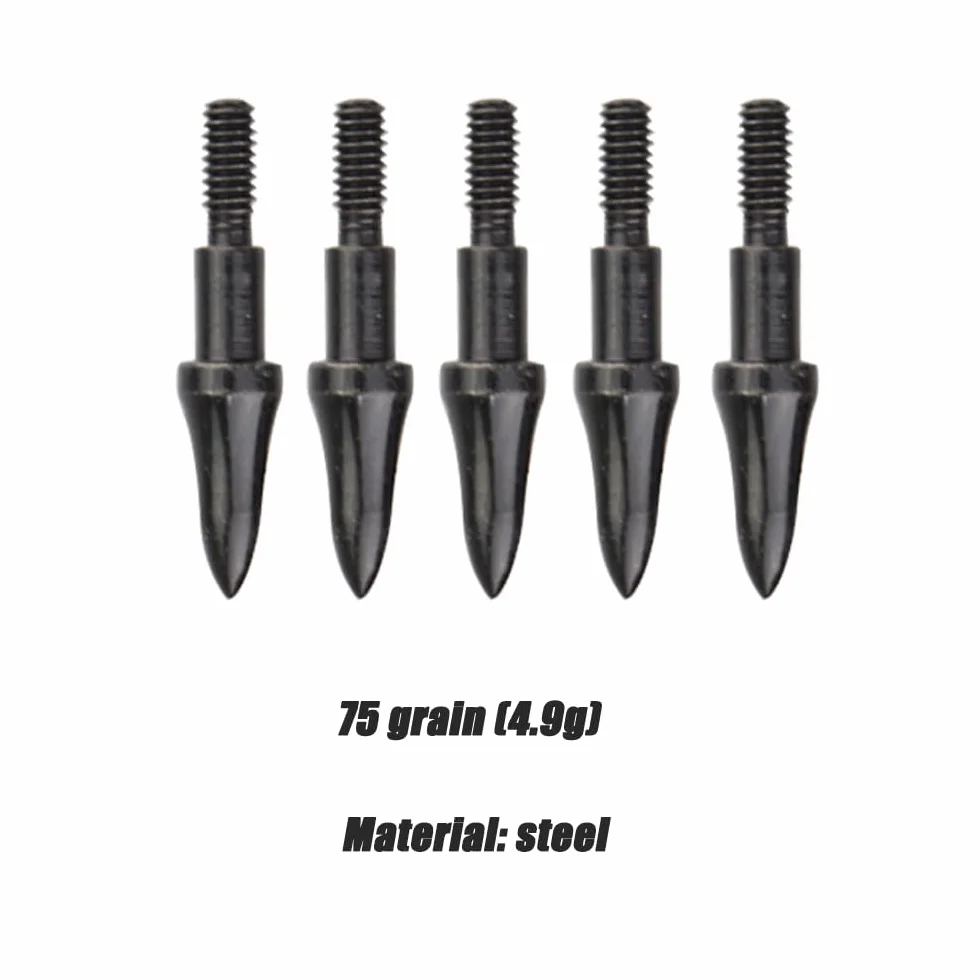 Pointes de tir à l'arc 75/100 Grain Field Points filetées pour Chasse Recurve Arc à poulies