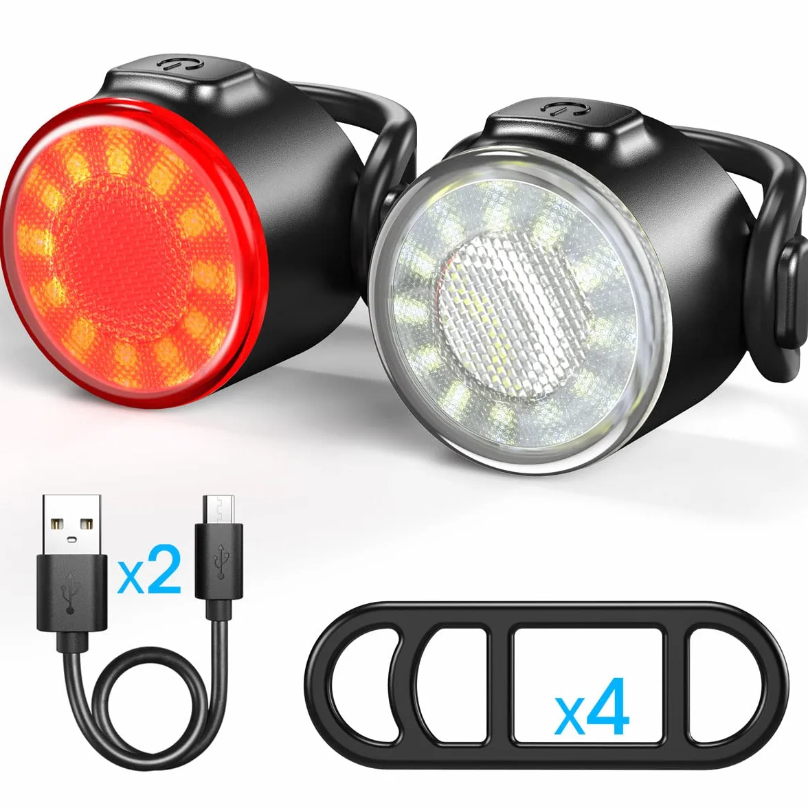 Lumiere Velo USB Rechargeable Avant et Arrière Vélo Lumière LED IPX5 6 Modes Eclairage Velo Route Montagne Conduite de Nuit