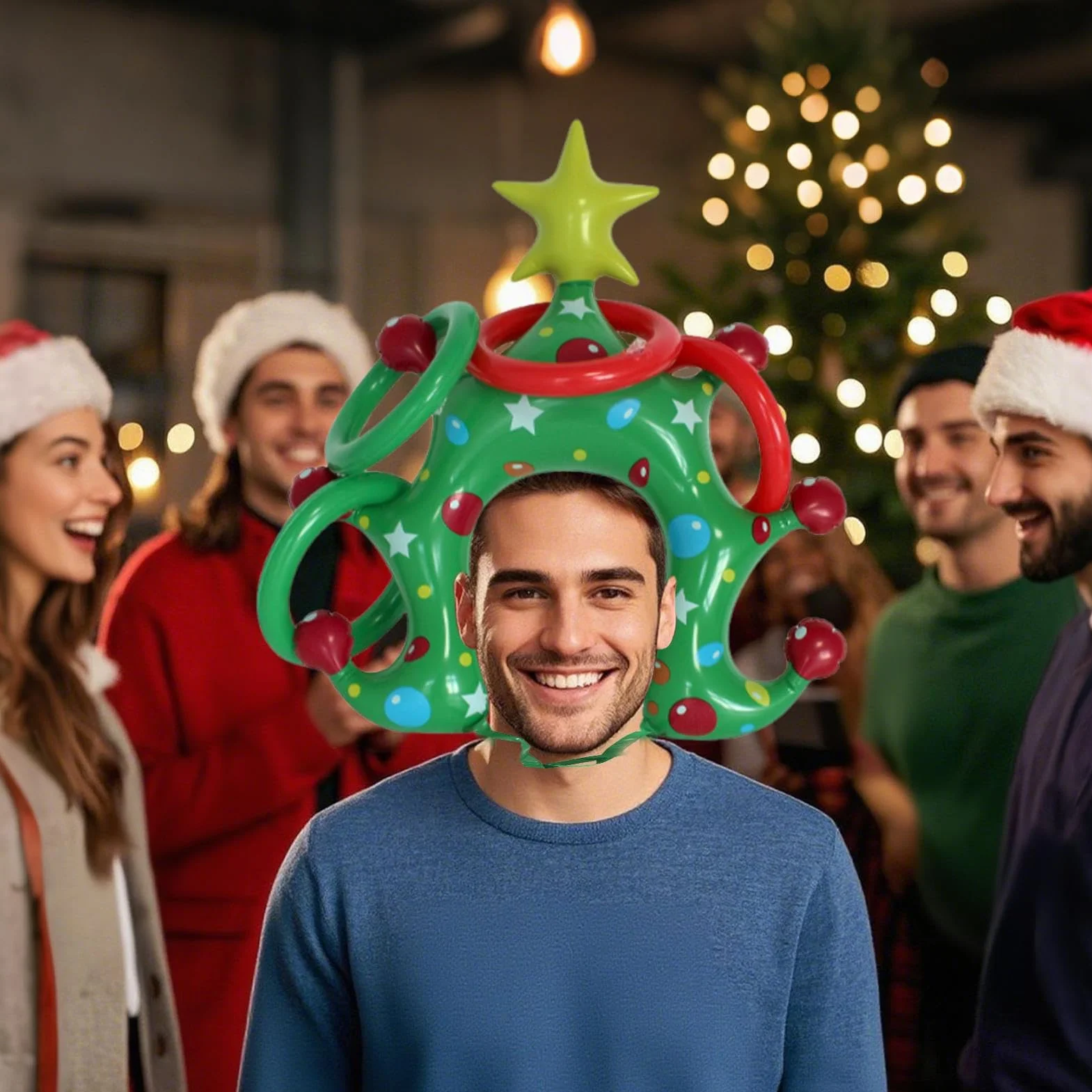 Jeu De Lancer D'anneaux De Noël Gonflable | Jeu de Chapeaux pour Arbre Festif
