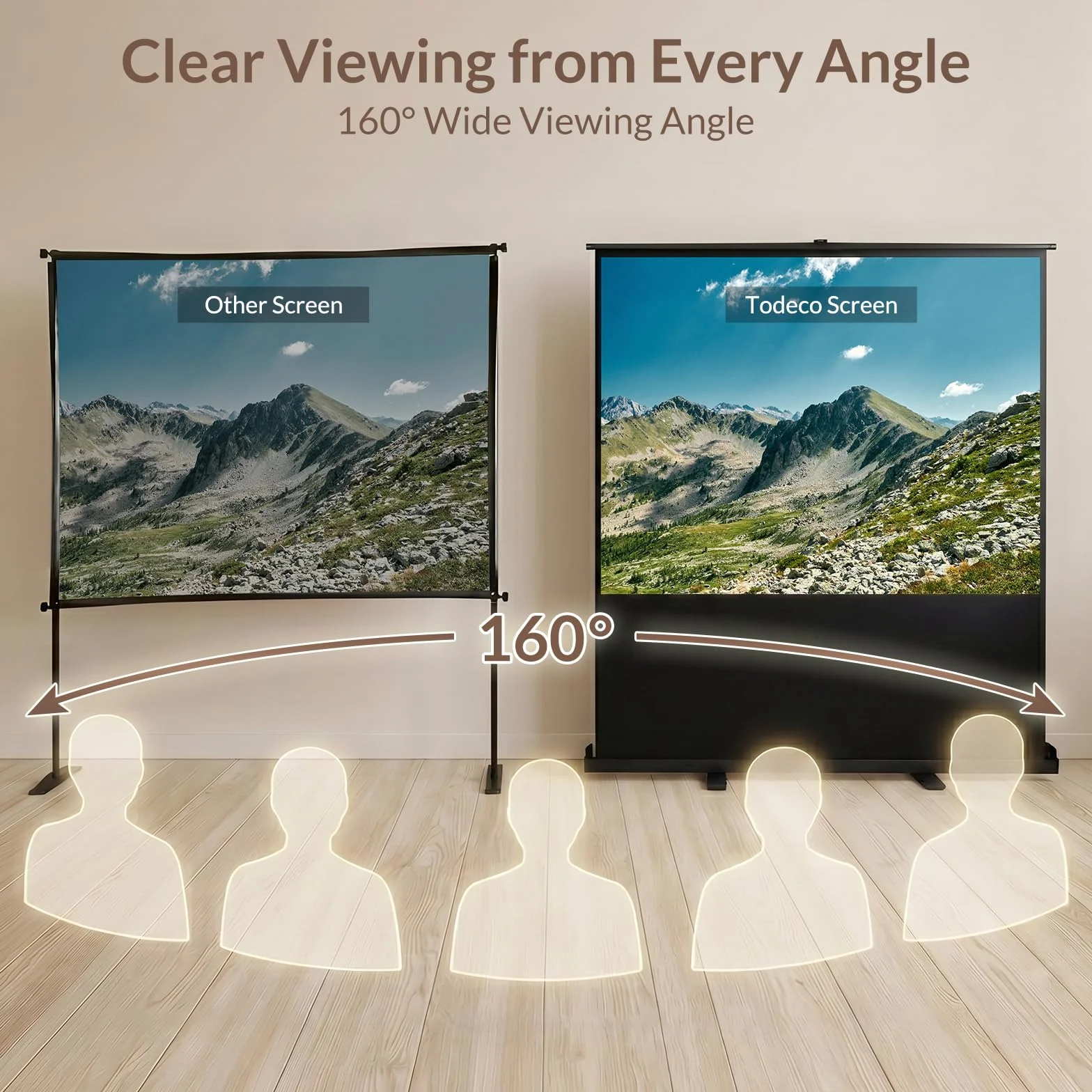 Todeco Ecran de Projection Portable 80 Pouces sur Pied 163 x 123 cm Toile Blanche 4:3