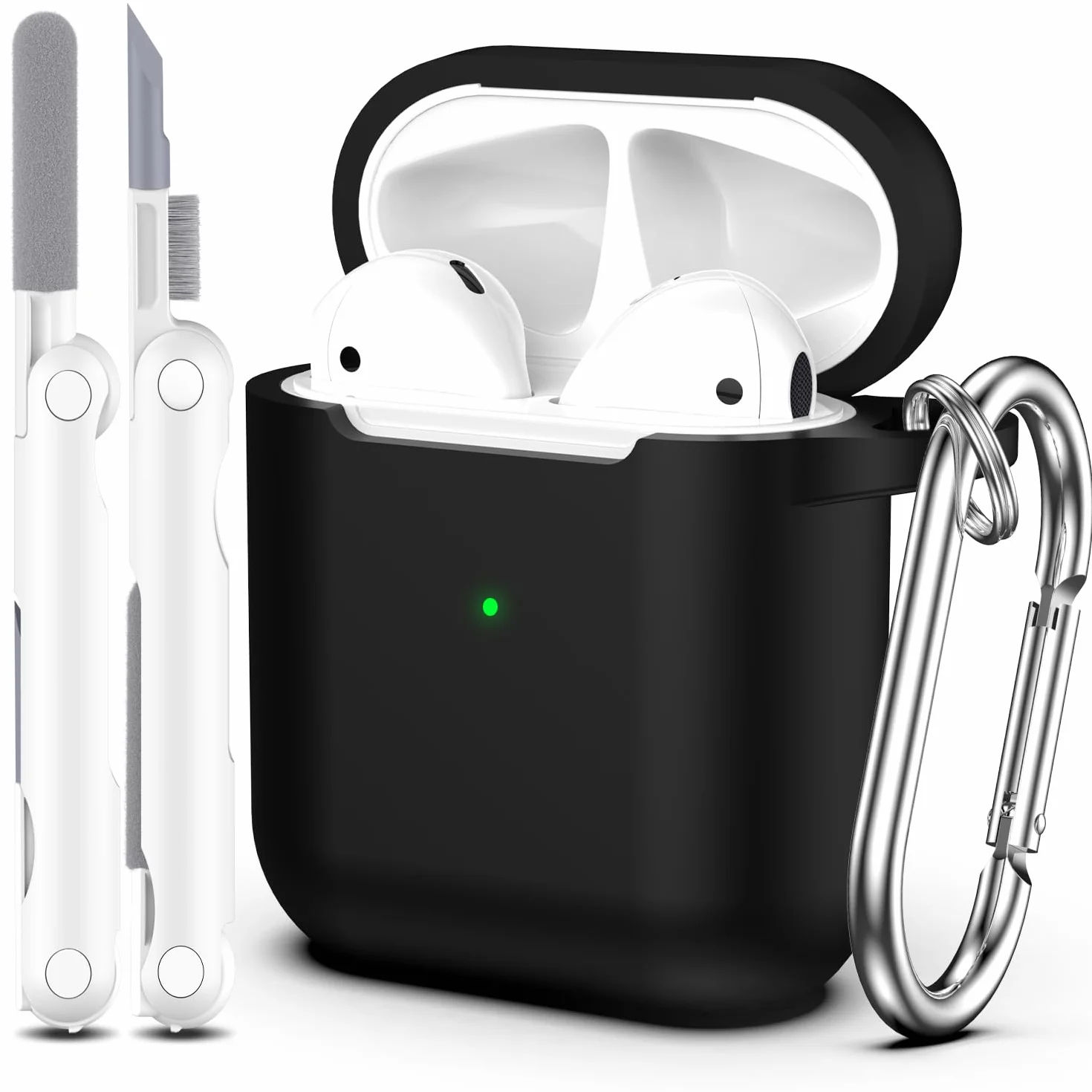 Coque de Protection Silicone Souple pour Airpods 1ère/2ème Génération (2016/2019) avec LED Visible - Noir