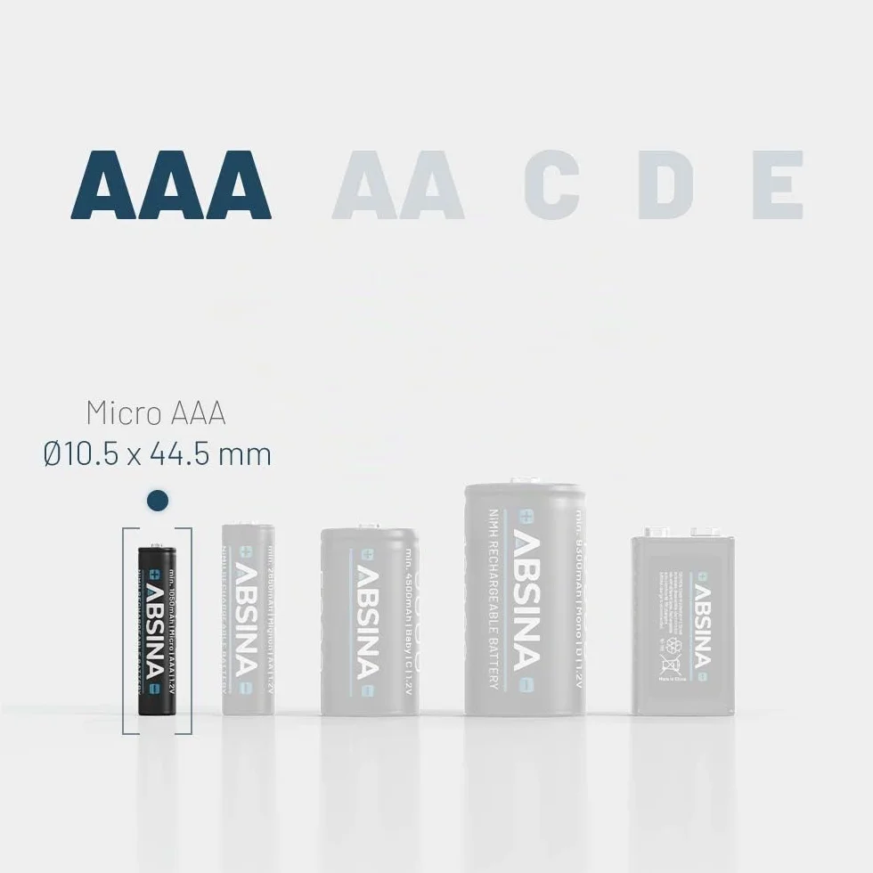 ABSINA 4X AAA Batterie Gigaset 800 mAh NiMH 1,2V - Piles pour téléphone Batteries, Pile pour Telephone Fixe sans Fil - Compatible avec A400 A415 AS405 A510 AS690 C430 C530HX E560 CL660HX