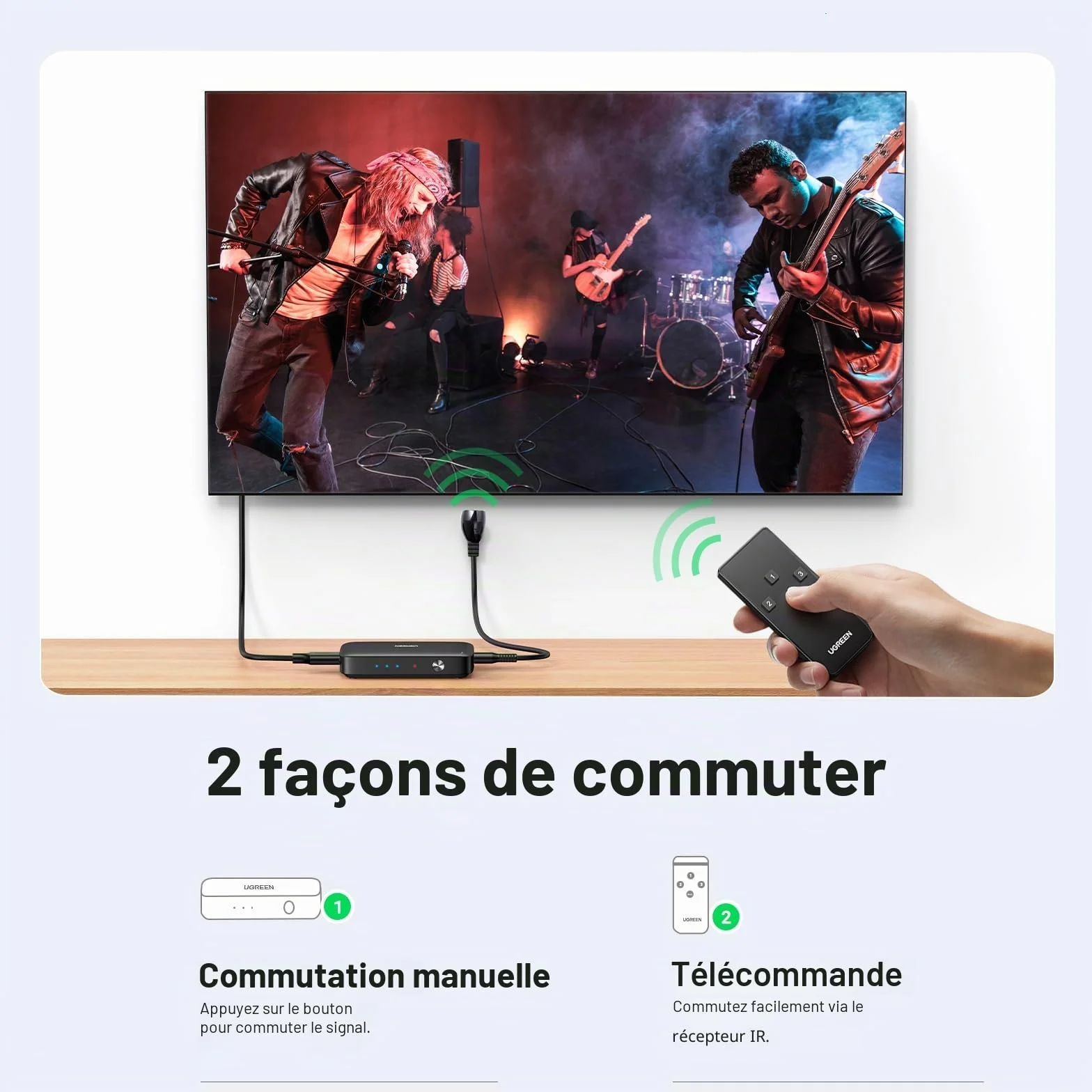 UGREEN Switch HDMI 4K 30Hz Commutateur 3 Entrées 1 Sortie 1080P 60Hz 3D Télécommande IR Compatible avec PS5 PS4 PS3 Switch 2 Xbox One TV Stick Box Chromecast Lecteur Blu Ray DVD Moniteur Projecteur