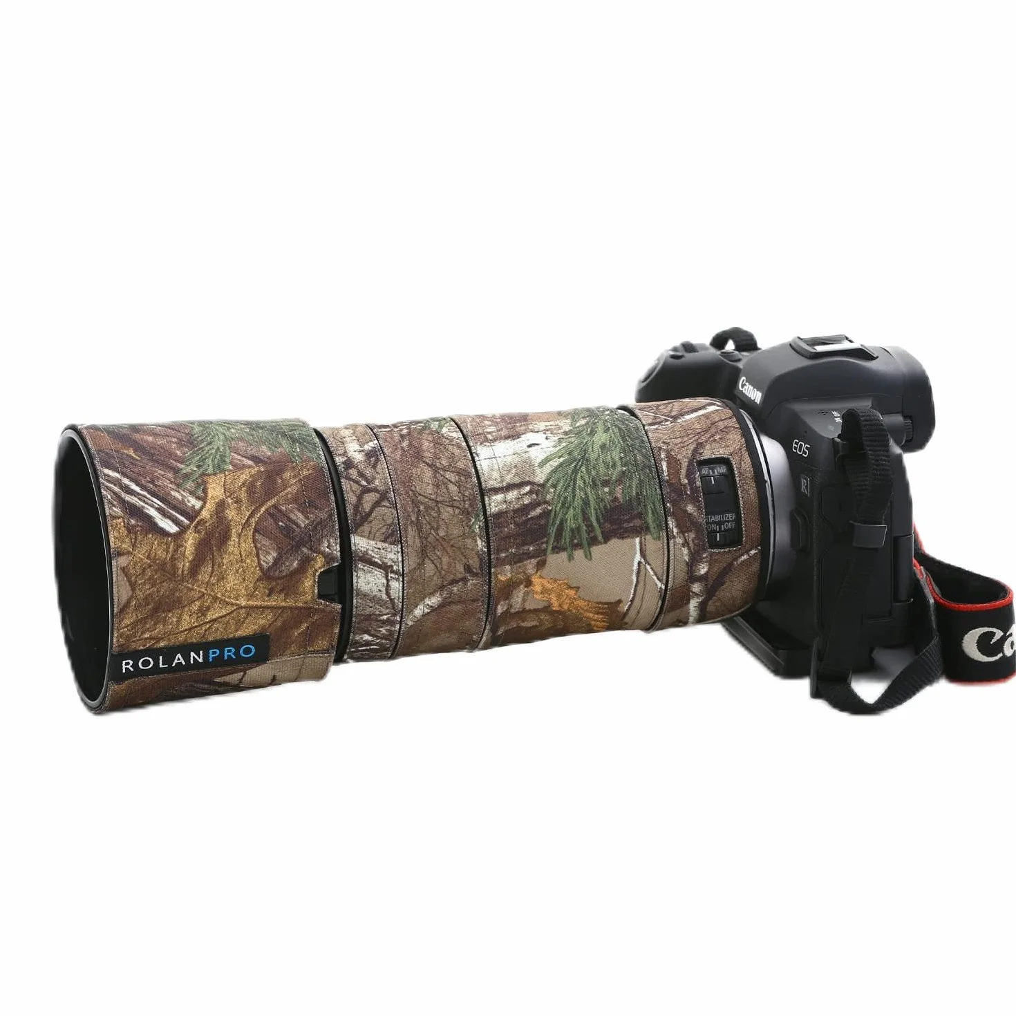 ROLANPRO Housse étanche pour objectif Canon RF 100-400 mm F5.6-8 est USM Housse de protection contre la pluie pour pistolets, #23 Marron Jungle Imperméable, Lenscap