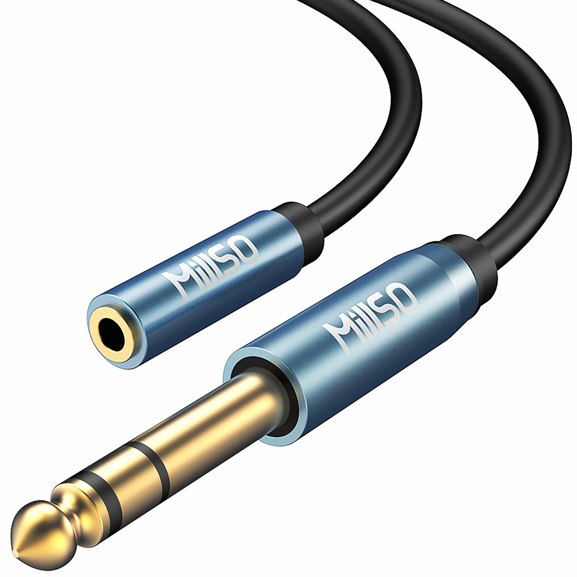 MillSO Adaptateur Jack 6.35 mm Mâle vers 3.5 mm Femelle Casque Prise Adaptateur 6.35 3.5 Audio Connecteur Stéréo Headphone Jack Adapter Plaqué - 2M