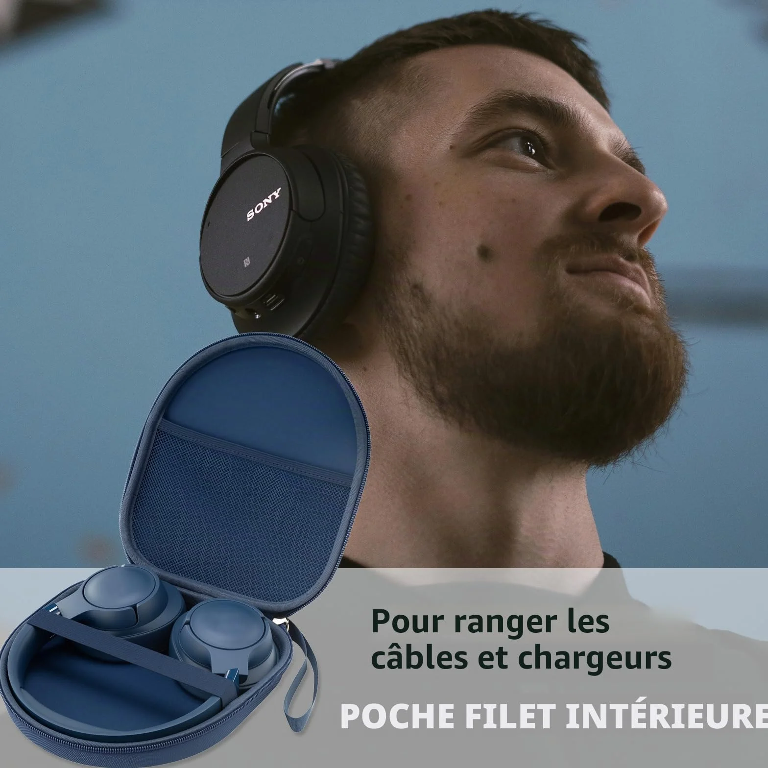 Étui compatible avec JBL Tune 510BT 520BT 500 720 BT 770 NC 760 NC, Sony WH-CH520 WH-CH720N, écouteurs sans fil à réduction de bruit, étui portable pour écouteurs de voyage (bleu)