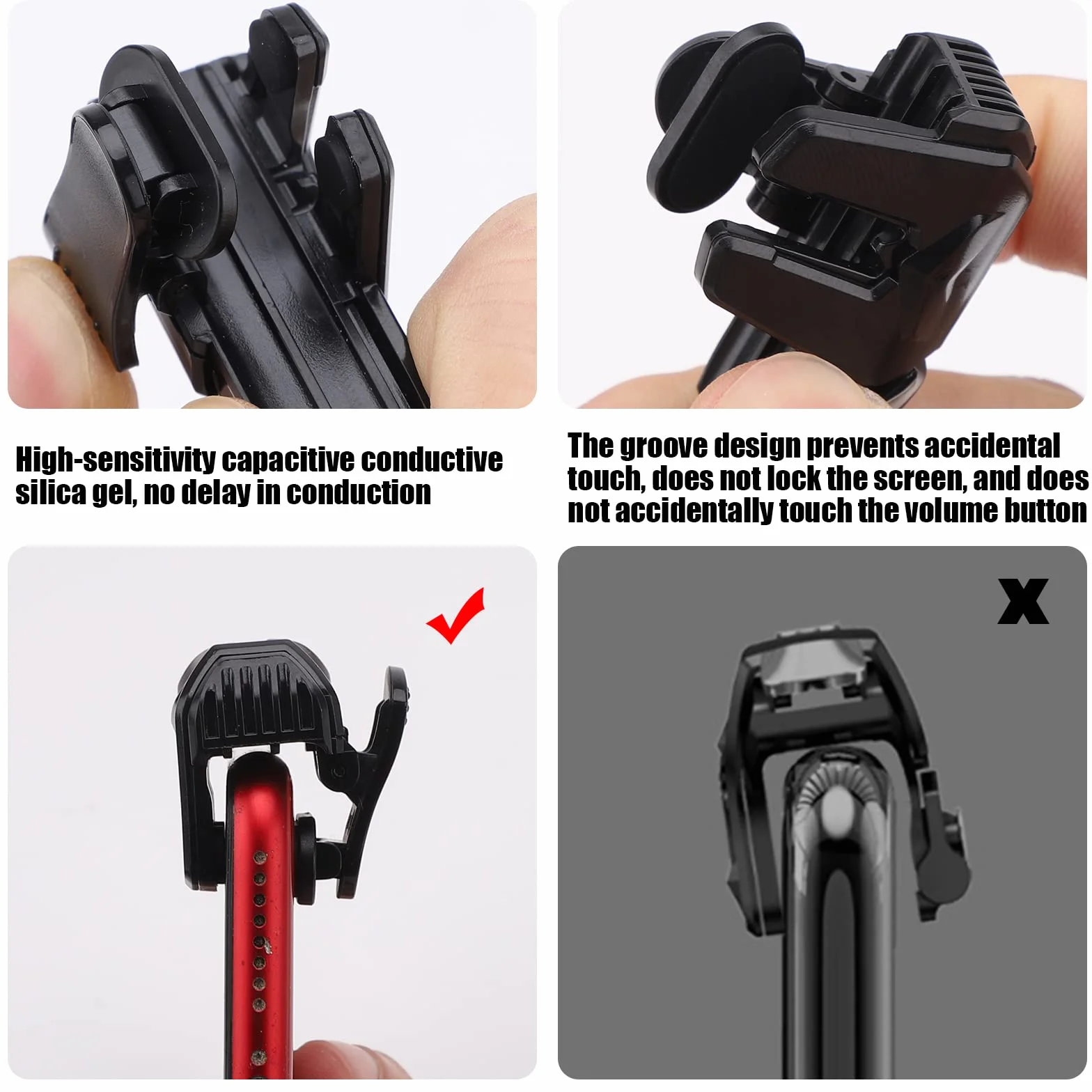 Mobile Game Controller Trigger Contrôleur de Jeu Mobile Jeu de Prise de Vue Sensible Mobile Gamepad Mobile Déclencheurs Tirer et Viser Sensibles pour Android iOS (4 clés)