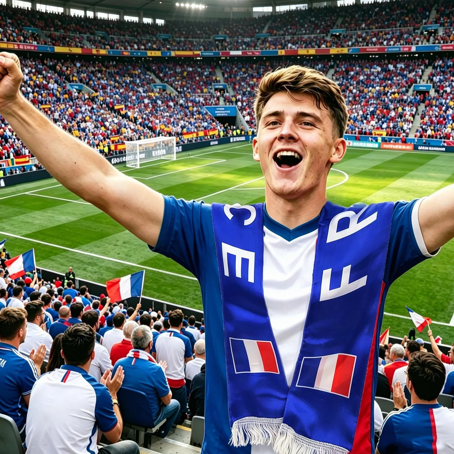 YESAH Écharpe de Supporter France Coupe du Monde 2026, Polyester Recto Verso Drapeau