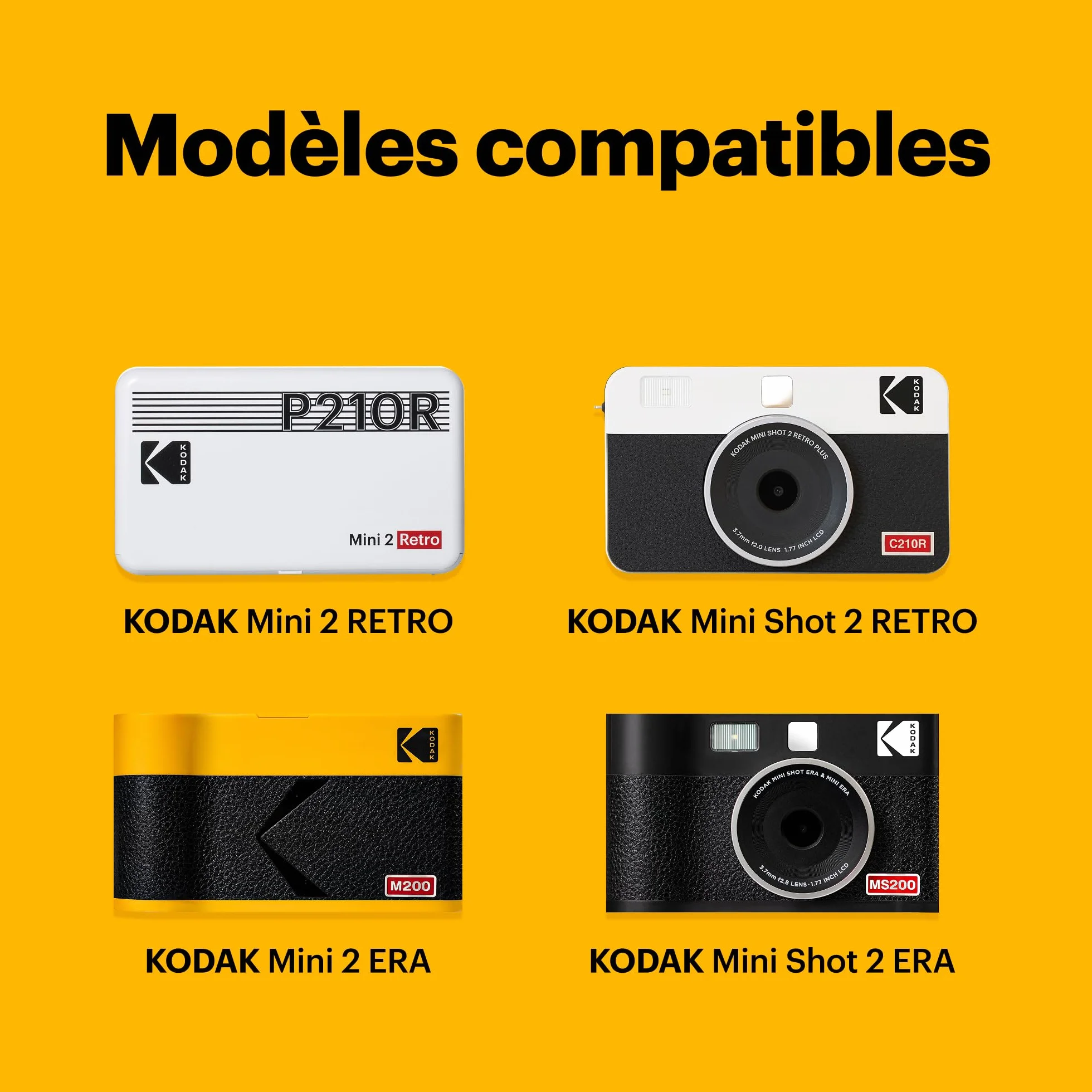 KODAK ICRG260 – Cartouche photo 4PASS avec papier 60 tirages 5,3x8,6 cm, Compatible Mini Shot 2, Mini Shot 2 Retro, Mini 2, Mini 2 Retro