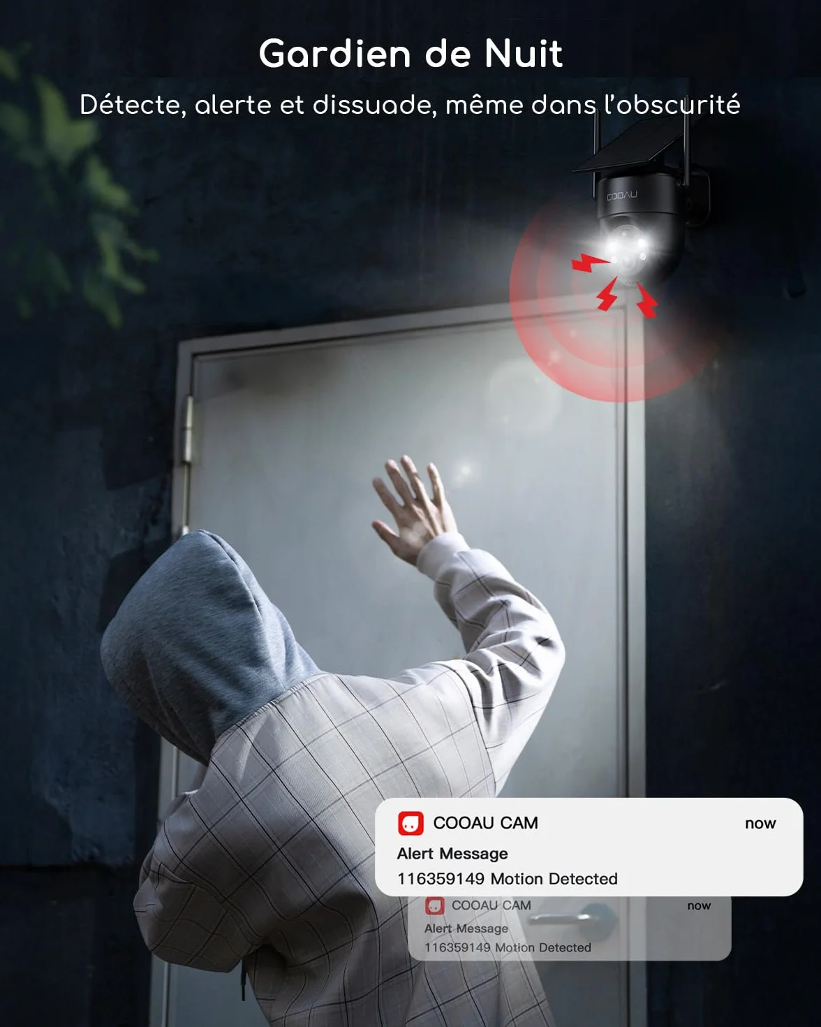 COOAU Caméra Surveillance WiFi Extérieure sans Fil 3MP 360° PTZ, Wi-Fi 6, Détection PIR, IP66