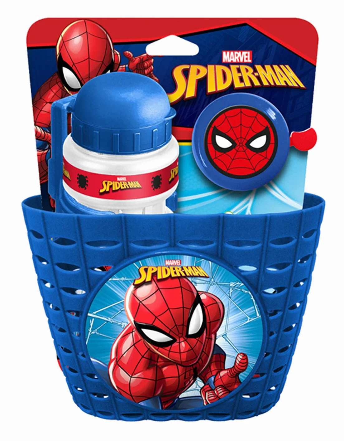 Spiderman Combo Corbeille Bidon Sonnette Bleu