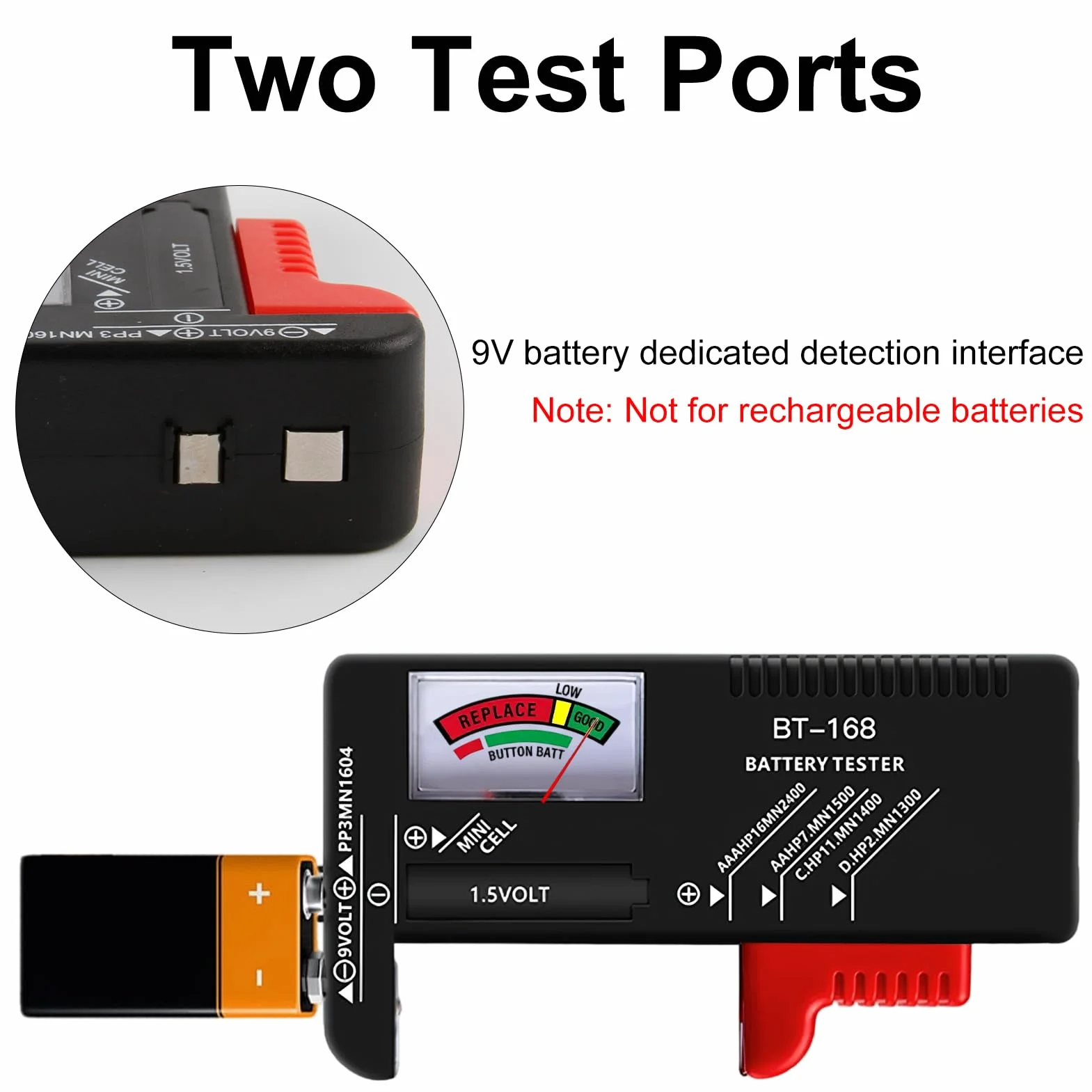 Testeur De Batterie Multi Taille Digital, Lecteur Précis Piles AA AAA C D 9 V Bouton 1,5 V, Contrôleur D'énergie Maison Atelier Professionnel, Appareil Vérification Puissance