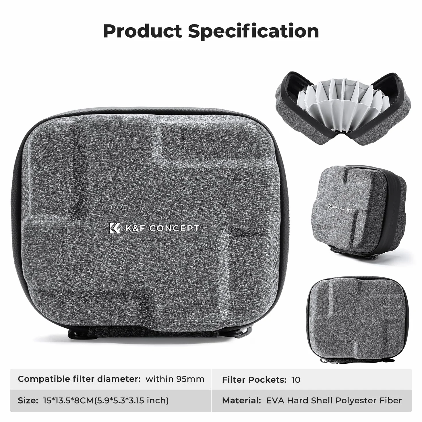 K&F CONCEPT 10 Poche Etui pour Filtre Protecteur, EVA Antiurto Doublure de Protection pour Filtres UV CPL ND