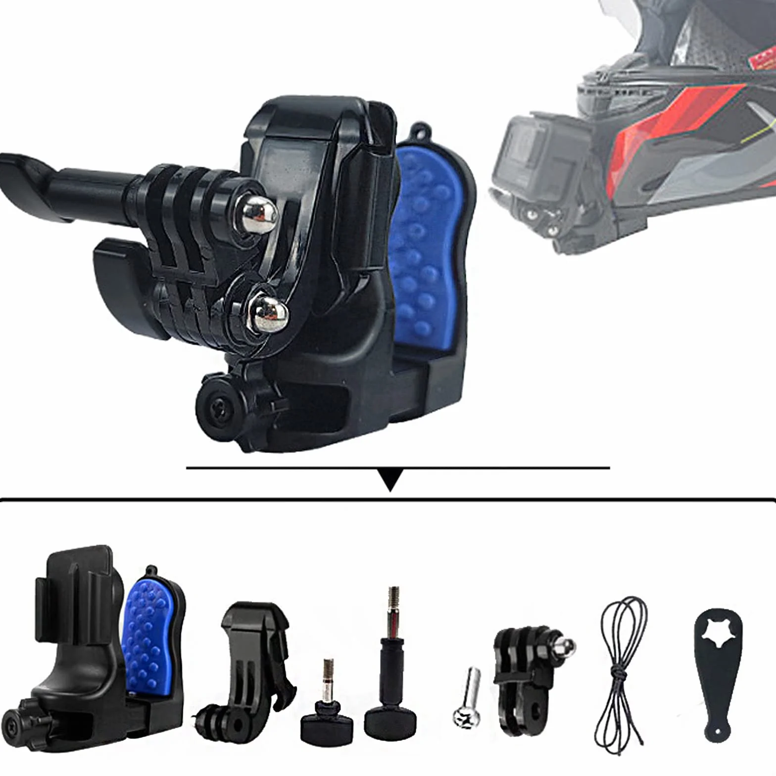 Support Casque de Moto Menton pour GoPro Hero 13 12 11 10 9/DJI Osmo Action 5 Pro 4 3/Osmo 360/Insta360 Ace Pro 2/GO Ultra, Casque Fixation Accessoires pour GoPro,Insta360,DJI Camera