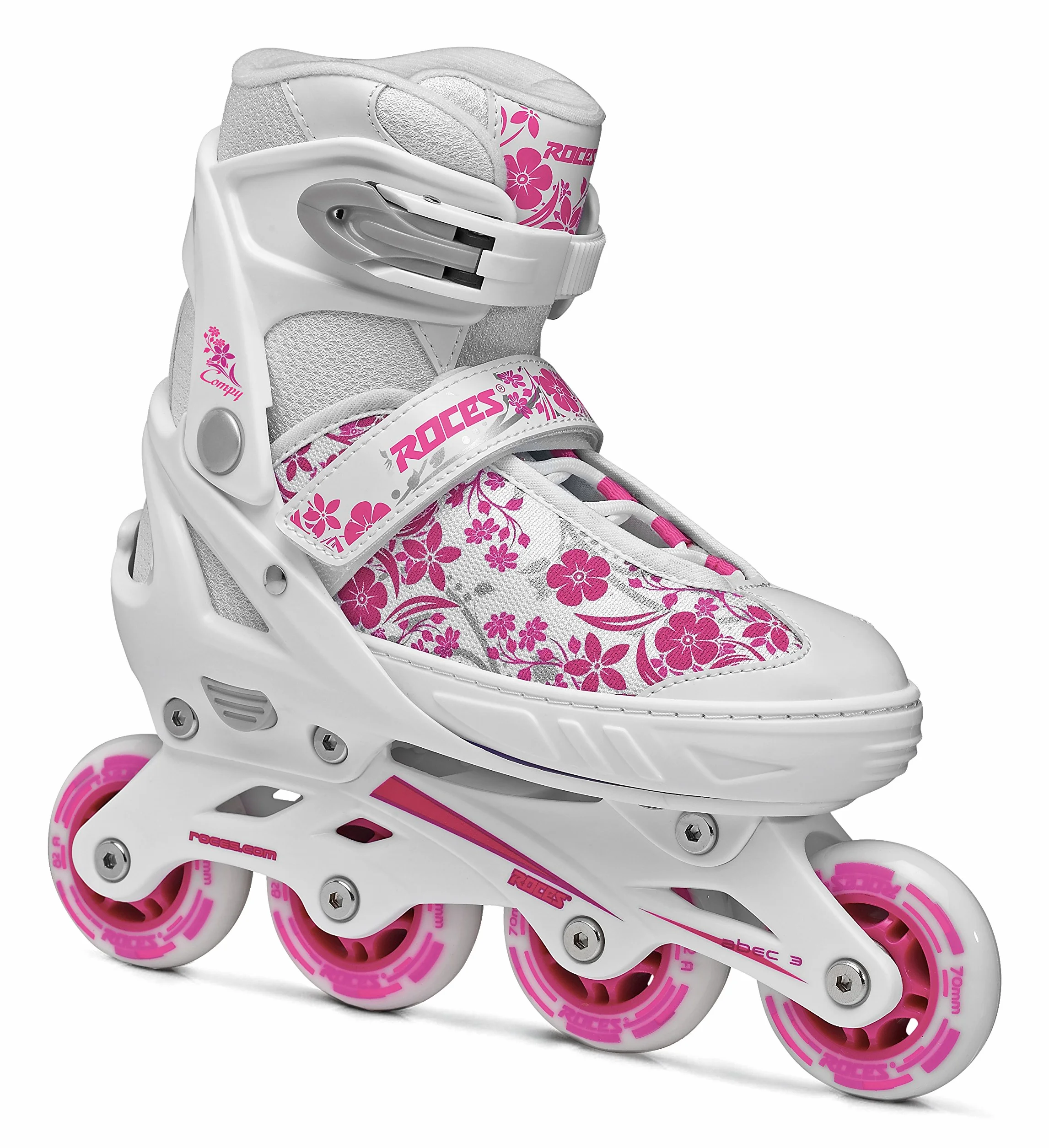 Roces Compy 8.0 Girl Patins en Ligne Taille Réglable Patins à Roulettes Enfant Blanc