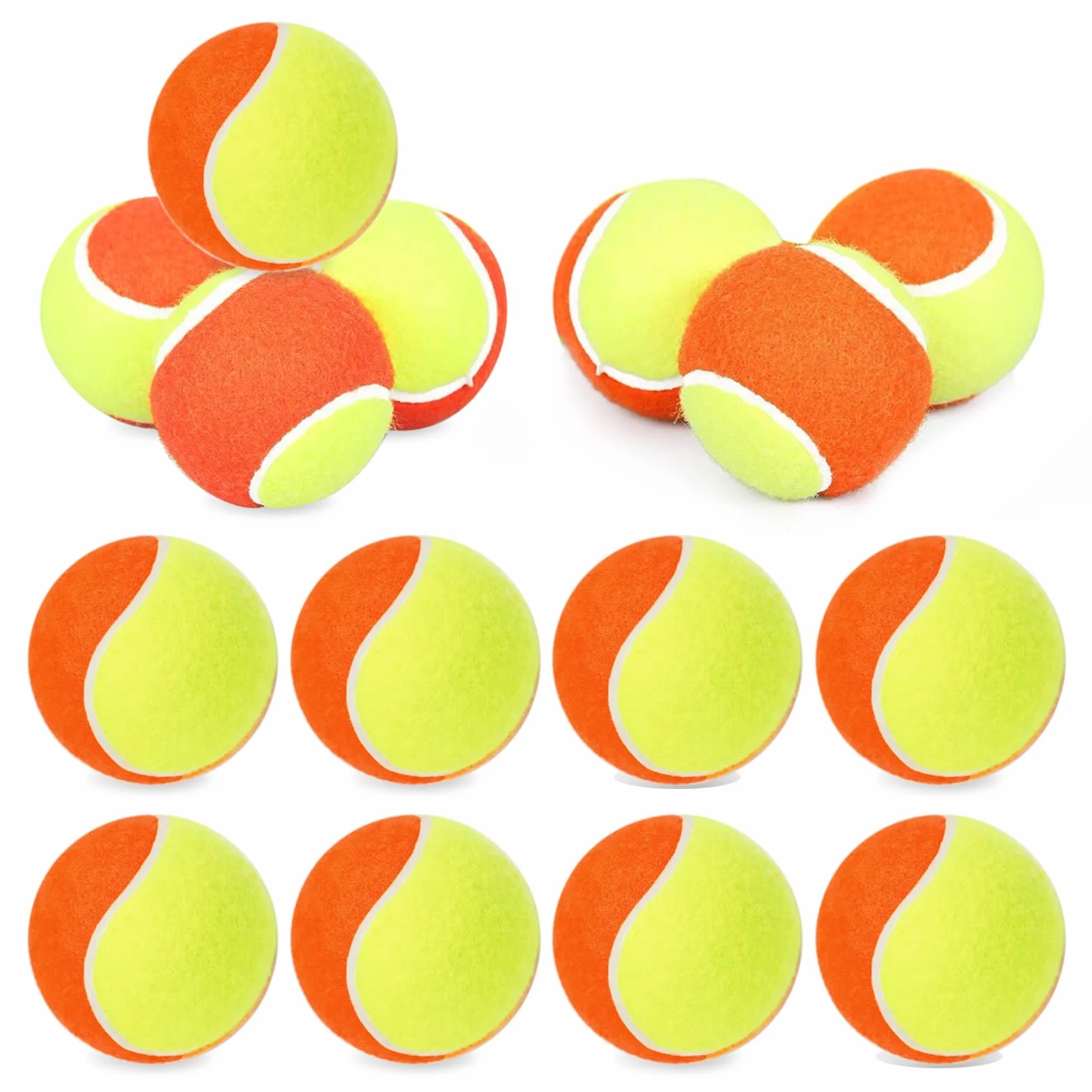 BORDEAG Lot de 15 balles de tennis pour enfants, étape 3 durable, débutants, cours de tennis, machines à balle, petits terrains