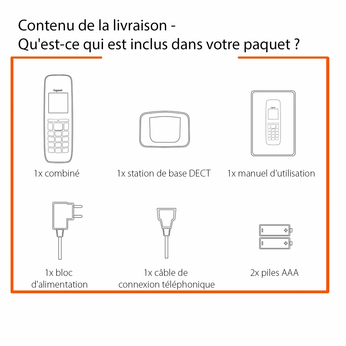 Gigaset E290 téléphone sans fil seniors larges touches amplification son fort blanc