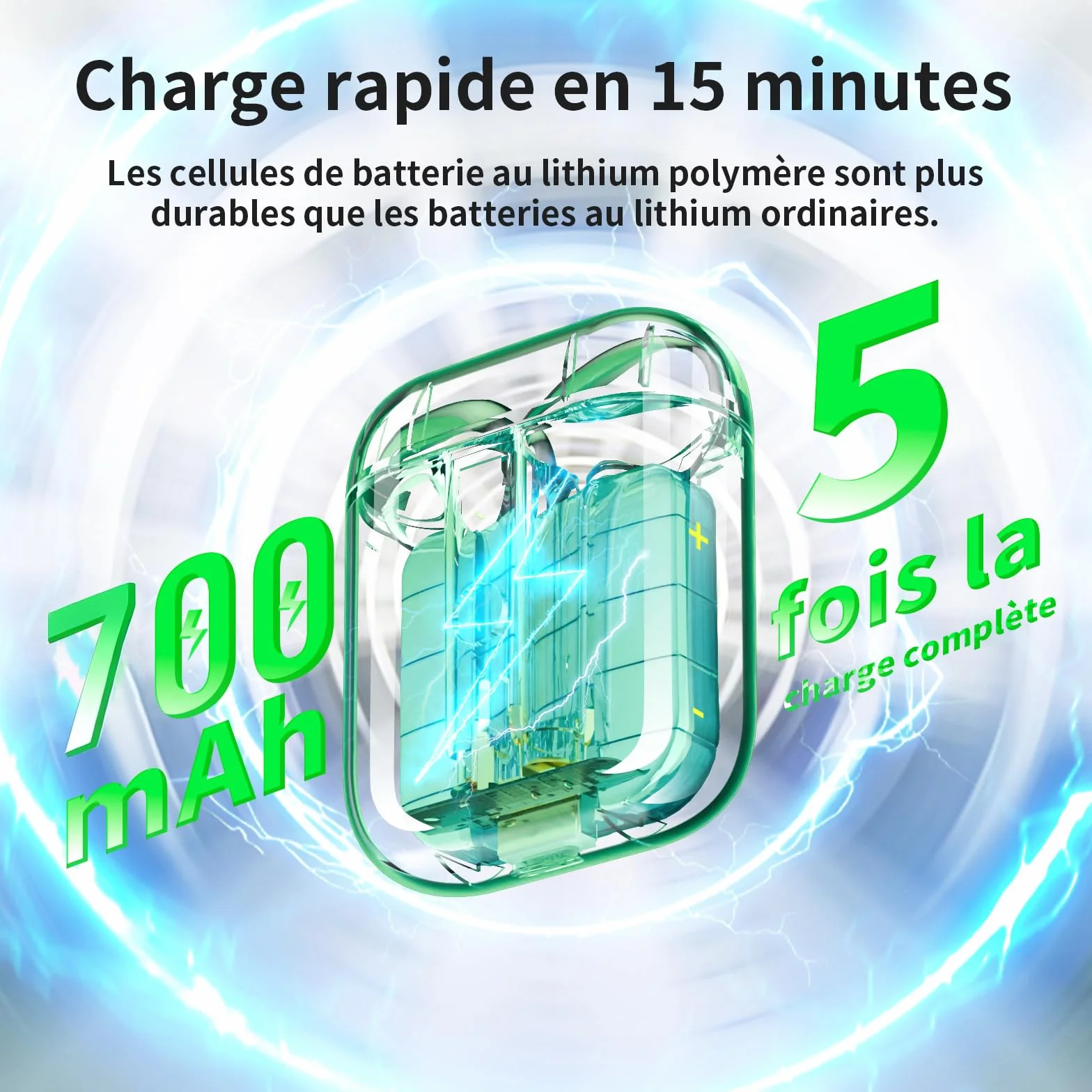 ULuck Étui de Chargement sans Fil de Remplacement Compatible avec Les Air Pods 1 et 2,étui de Chargement 700 mAh avec Bouton Bluetooth pour l'appairage