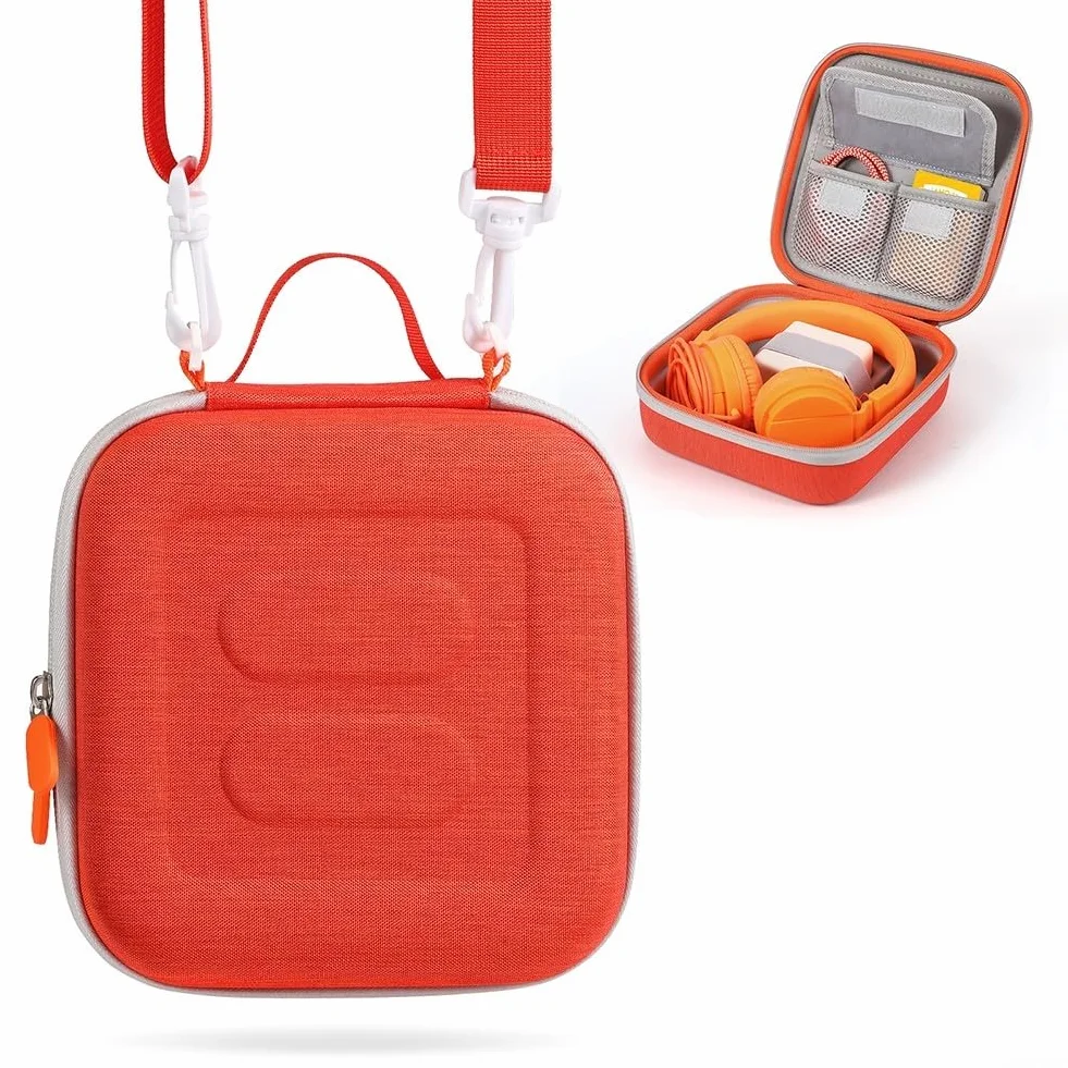 Étui de voyage avec protection EVA et sangle réglable pour Yoto Mini édition 2024 Sécurité et portabilité pour accessoires audio (Orange)