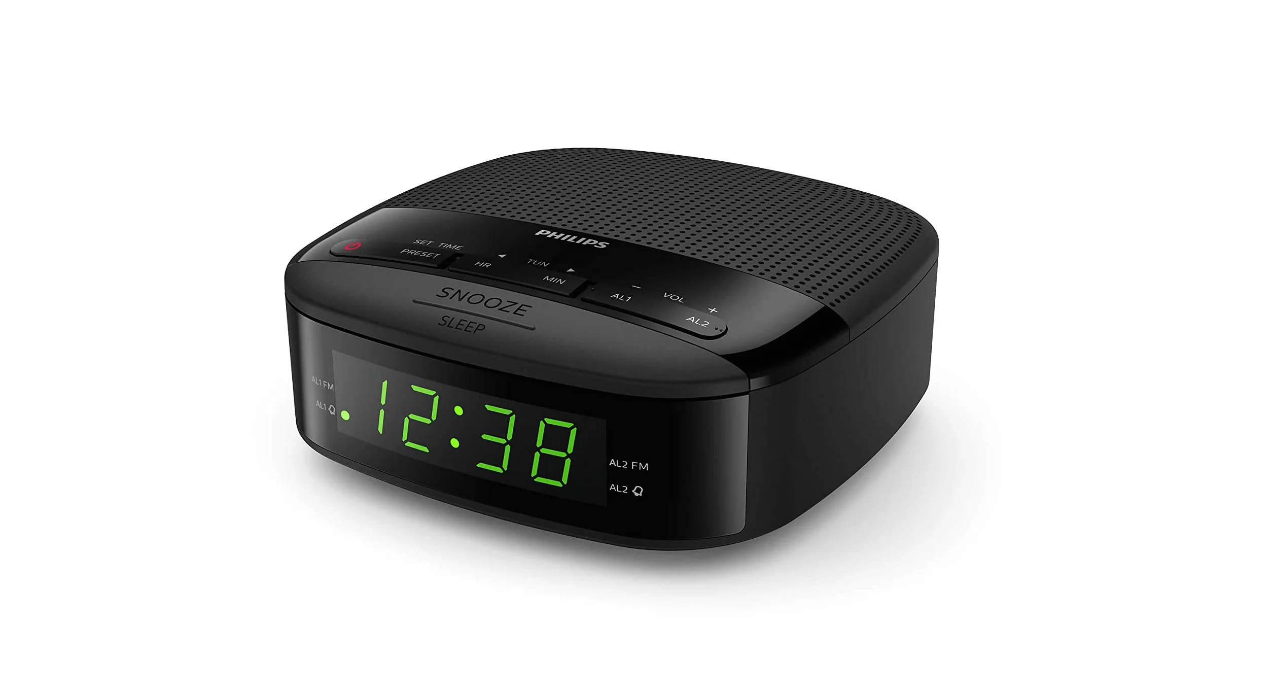 Philips Audio R3205/12 Radio-réveil, Radio FM (Double Alarme, Arrêt programmé, Radio numérique, Forme compacte, Batterie de Secours, Jusqu'à 10 présélection)