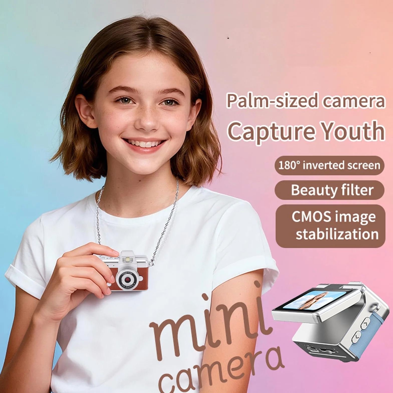 Tangxi Caméra Porte-clés, écran LCD Rabattable de 1,47 Pouces 1080P 48MP, Mini Caméscope Numérique Ultra Clair, Lampe de Poche Intégrée, Enregistreur Vidéo Portable pour la Reconn