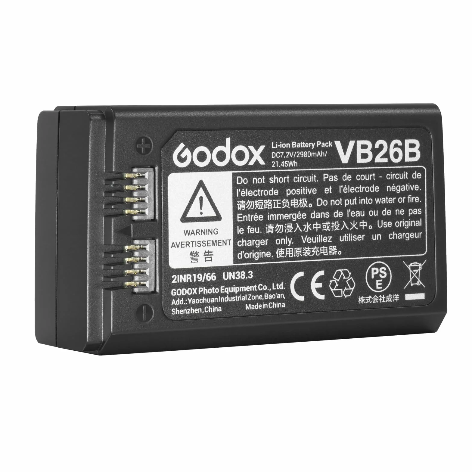 Godox VB26A Batterie, VB26B Batterie, 3000mAh VB26 Batterie au Lithium pour Flash Godox V1 S/N/C/F/O/P, V860III S/N/C/F/O/P et V850III