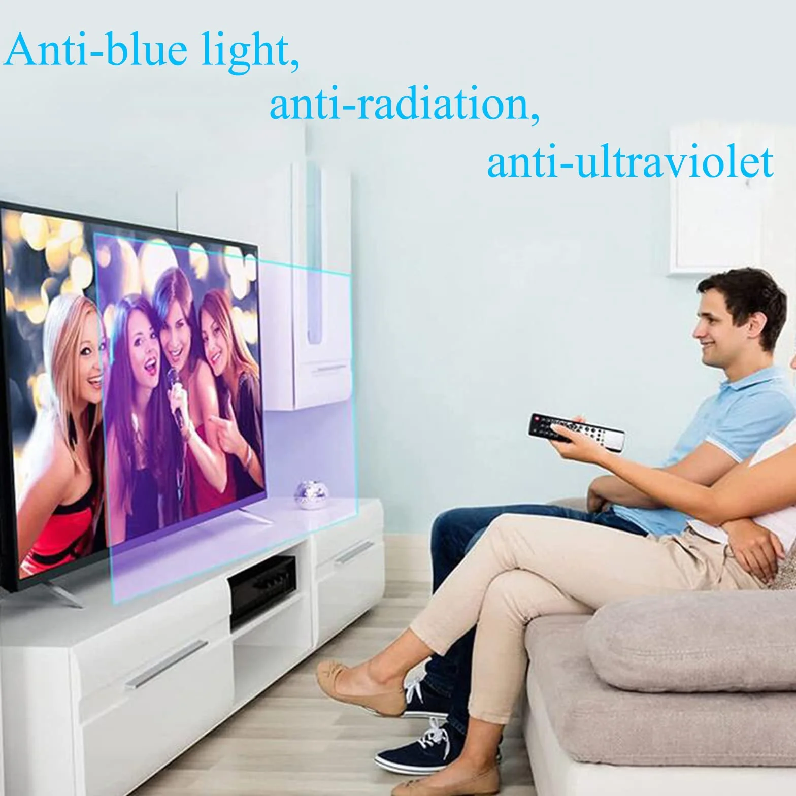 Film Anti-reflet TV Anti-éblouissement 32-58 Pouces, Protection Écran Anti-Lumière Bleue HD 50in (1101x620) mm