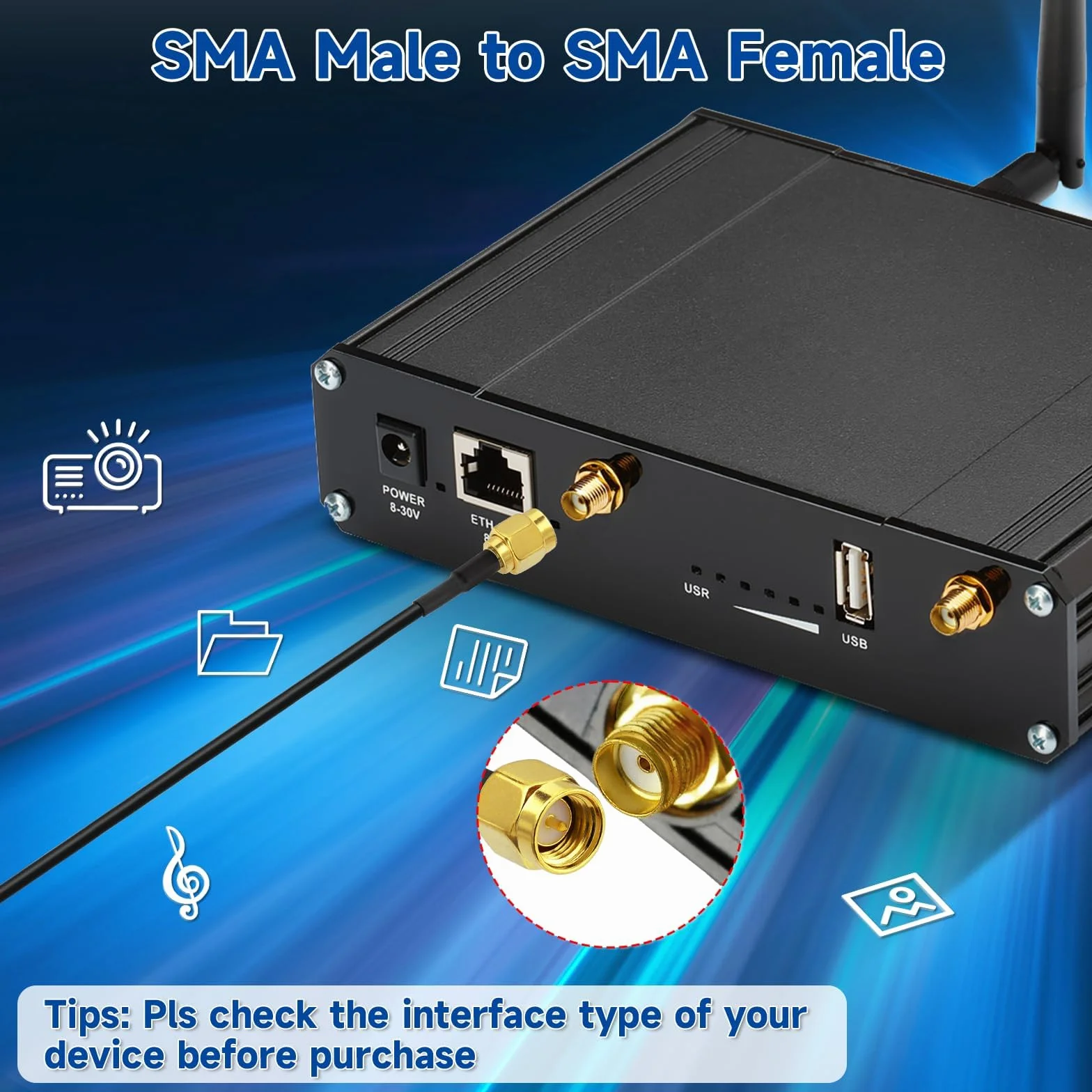 Bingfu Câble Rallonge SMA 5 m - Adaptateur de SMA Mâle à Femelle - Câble Coaxial RG174 pour Antenne 4G LTE GSM GPS Routeur Gateway Modem Camera Radioamateur Récepteur ADS-B RTL-SDR