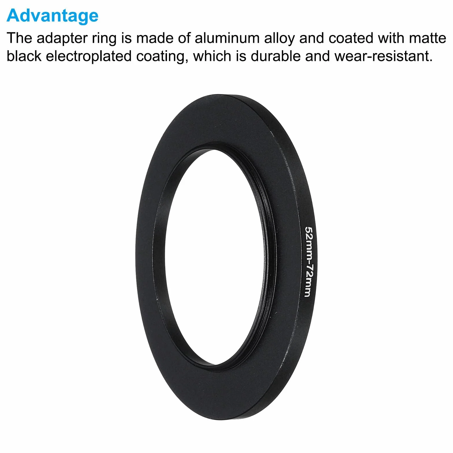 PATIKIL Bague d'adaptation en métal 52-72mm Lot de 2 pour Filtre d'objectif d'appareil Photo Aluminium Noir